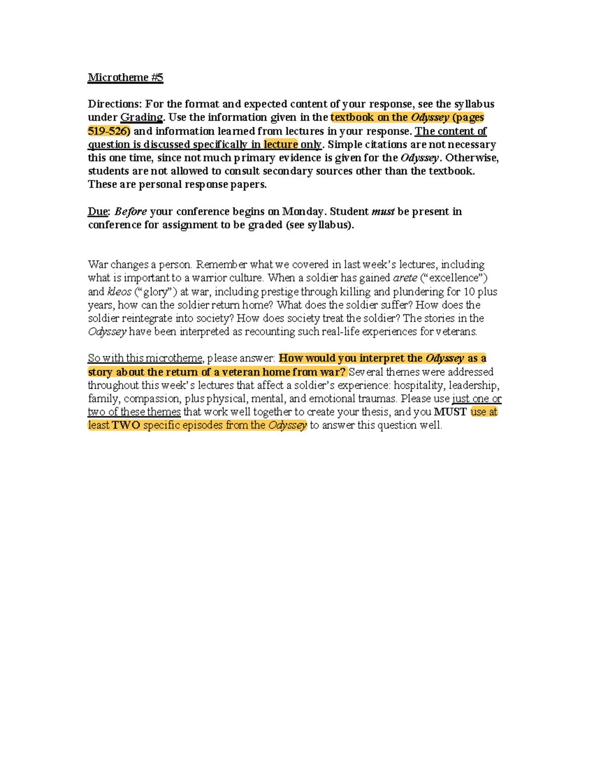 Microtheme 5 - .greek myth - Microtheme # 5 Directions: For the format ...