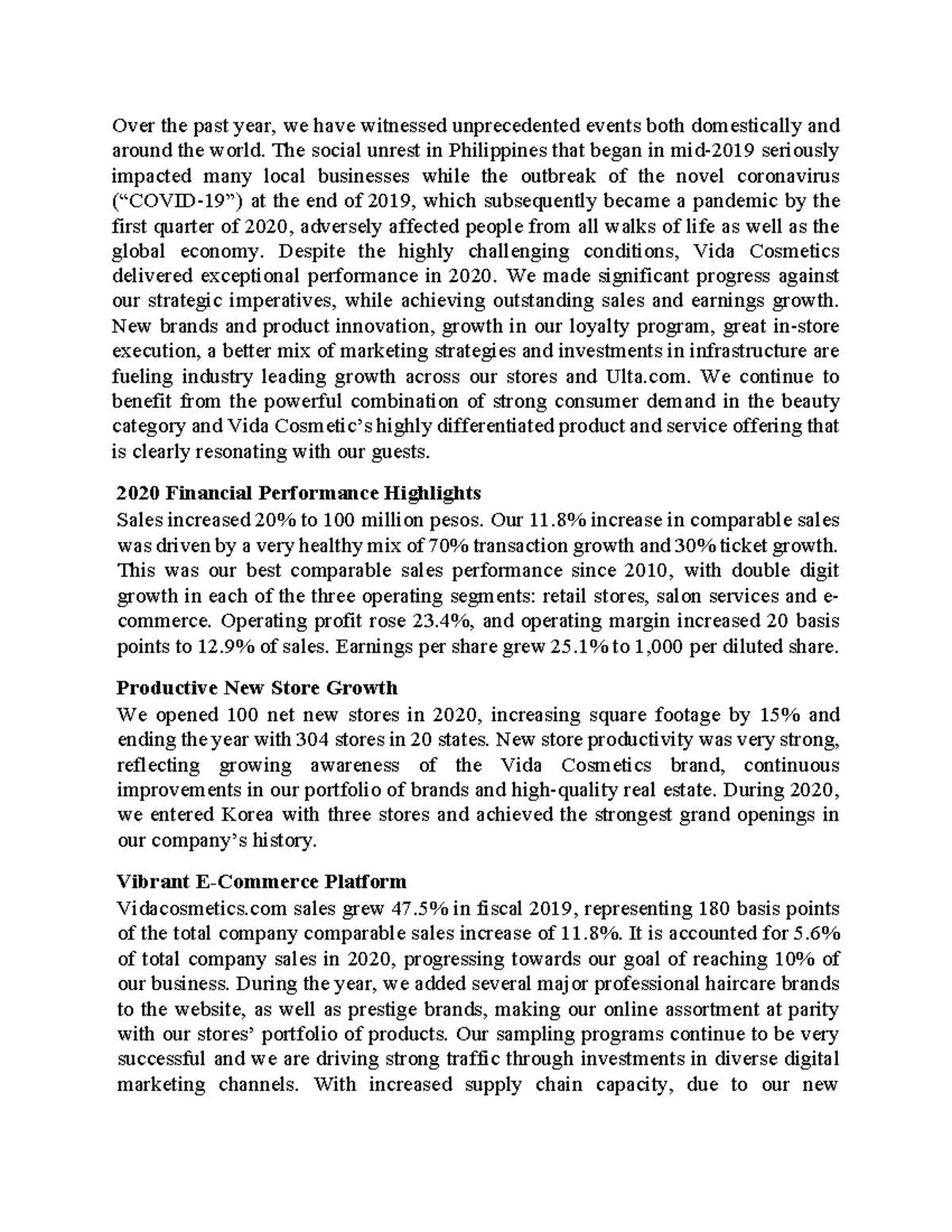 Chairman's Report dsadasdasd Over the past year, we have witnessed