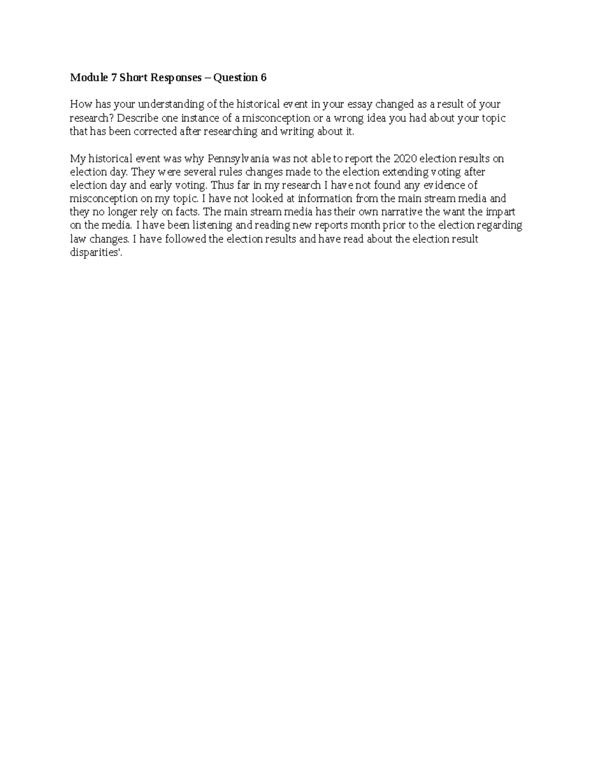 Module 7 Question 6 How Has Your Understanding Of The Historical Event 