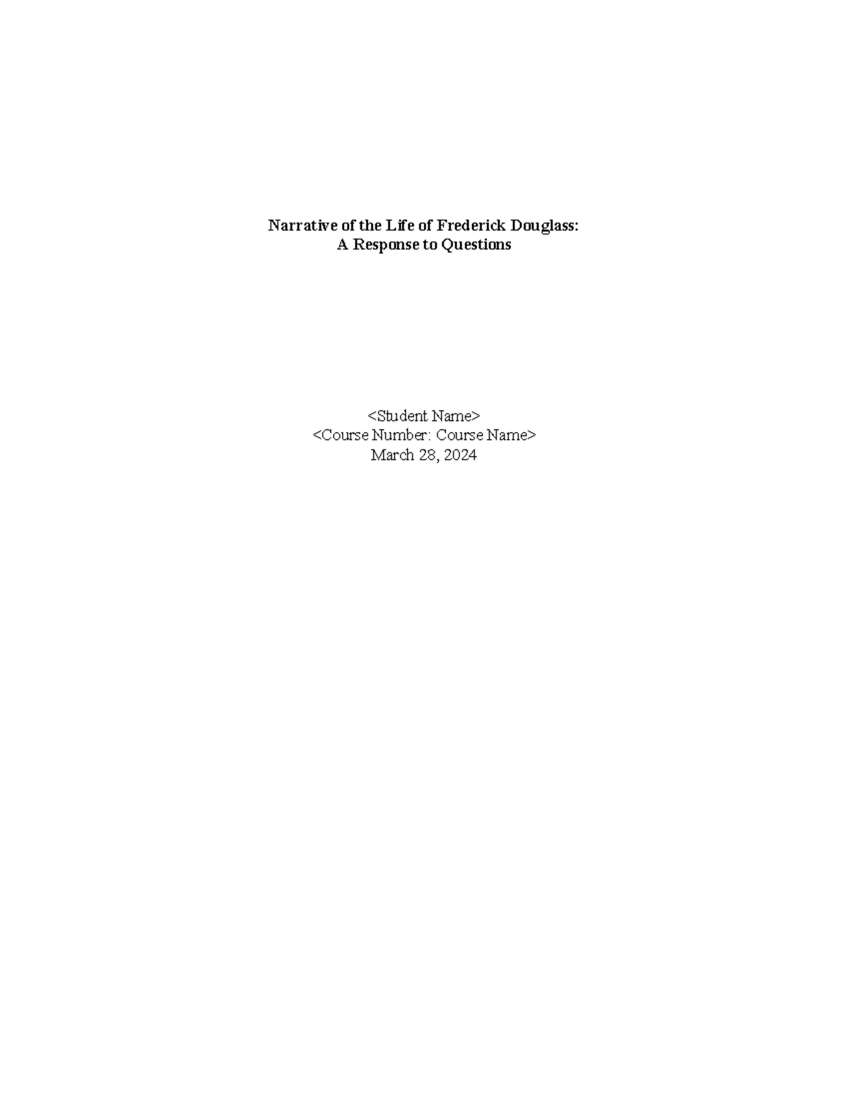 Narrative of the Life of Frederick Douglass - Douglass’ narration ...