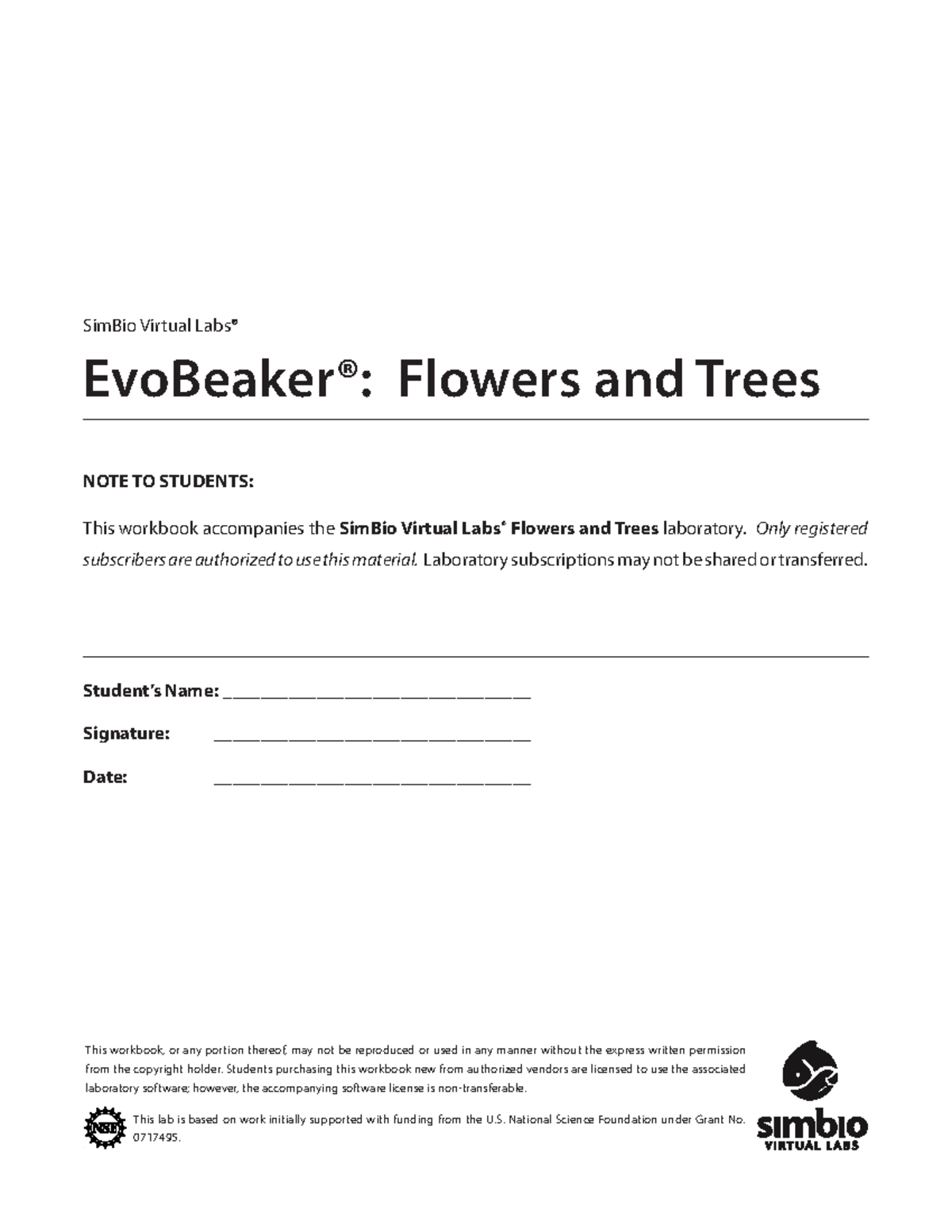 ST Flowers Trees WB 2022 . SimBio Virtual Labs® EvoBeaker® Flowers