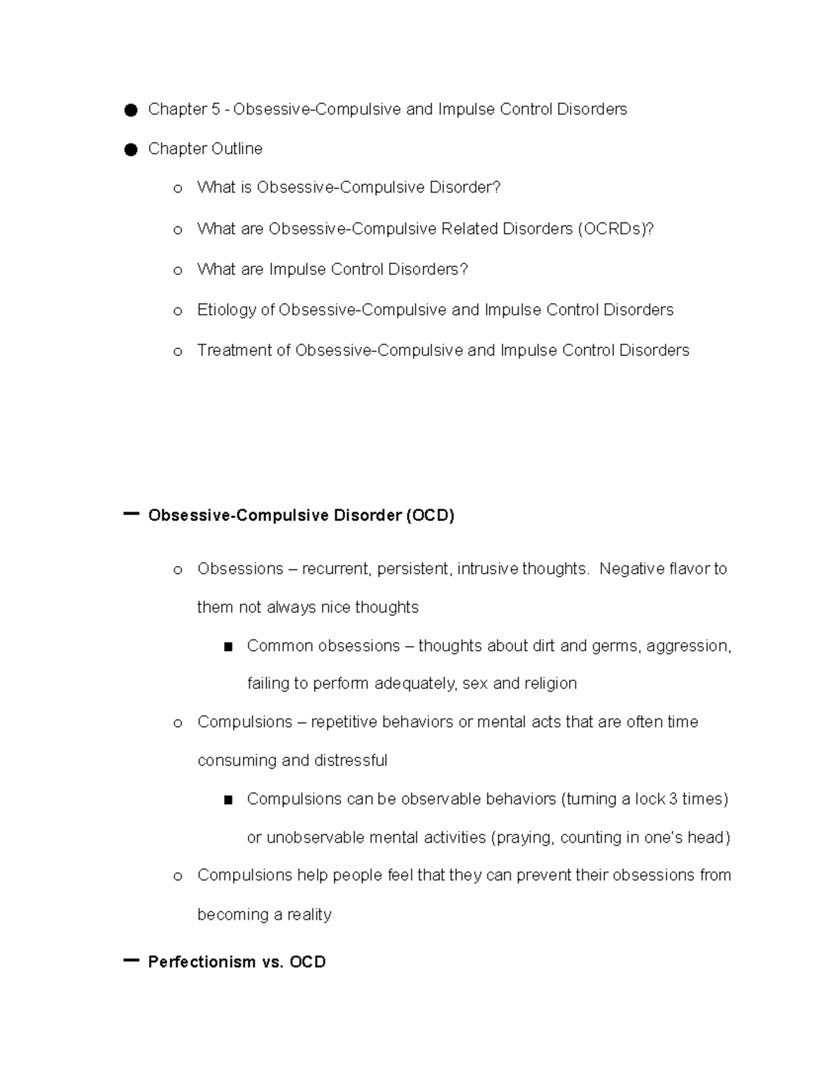 Chapter 5 Notes - Chapter 5 - Obsessive-Compulsive And Impulse Control ...