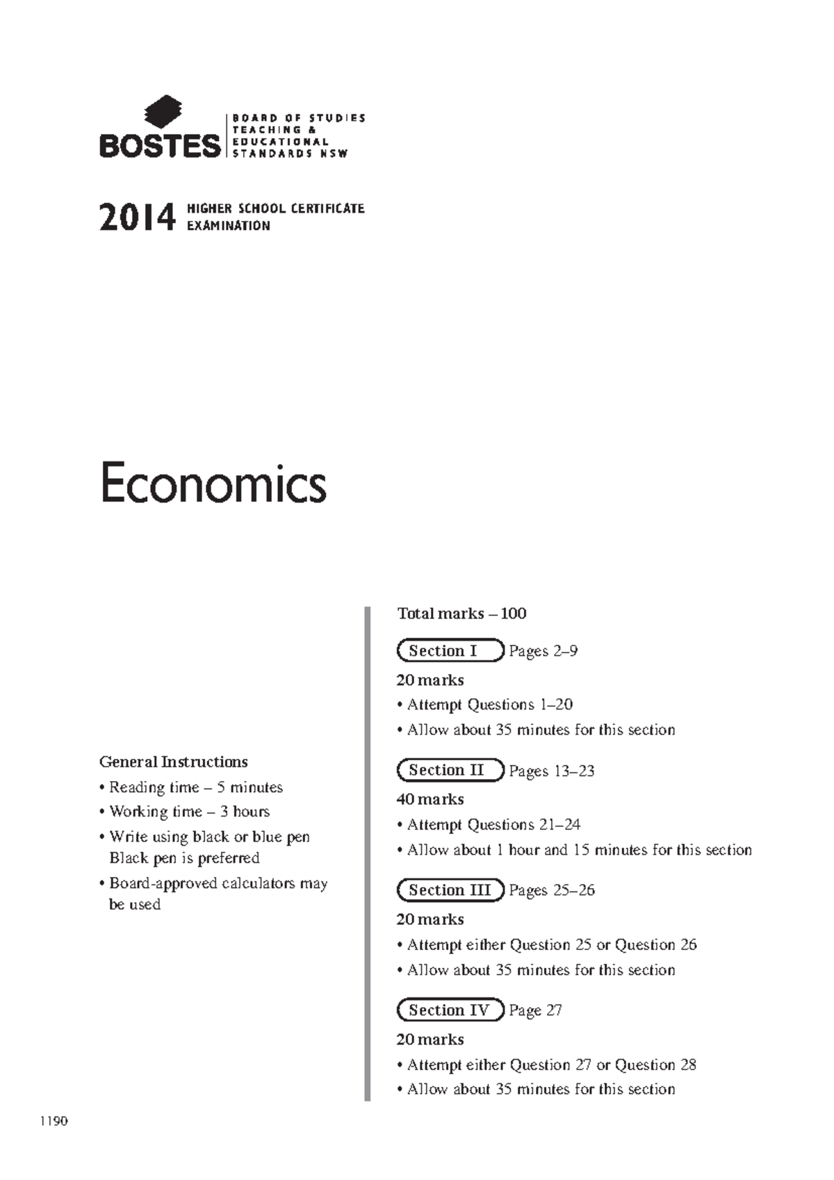 2014 hsc economics Practie 2014 HIGHER SCHOOL CERTIFICATE 