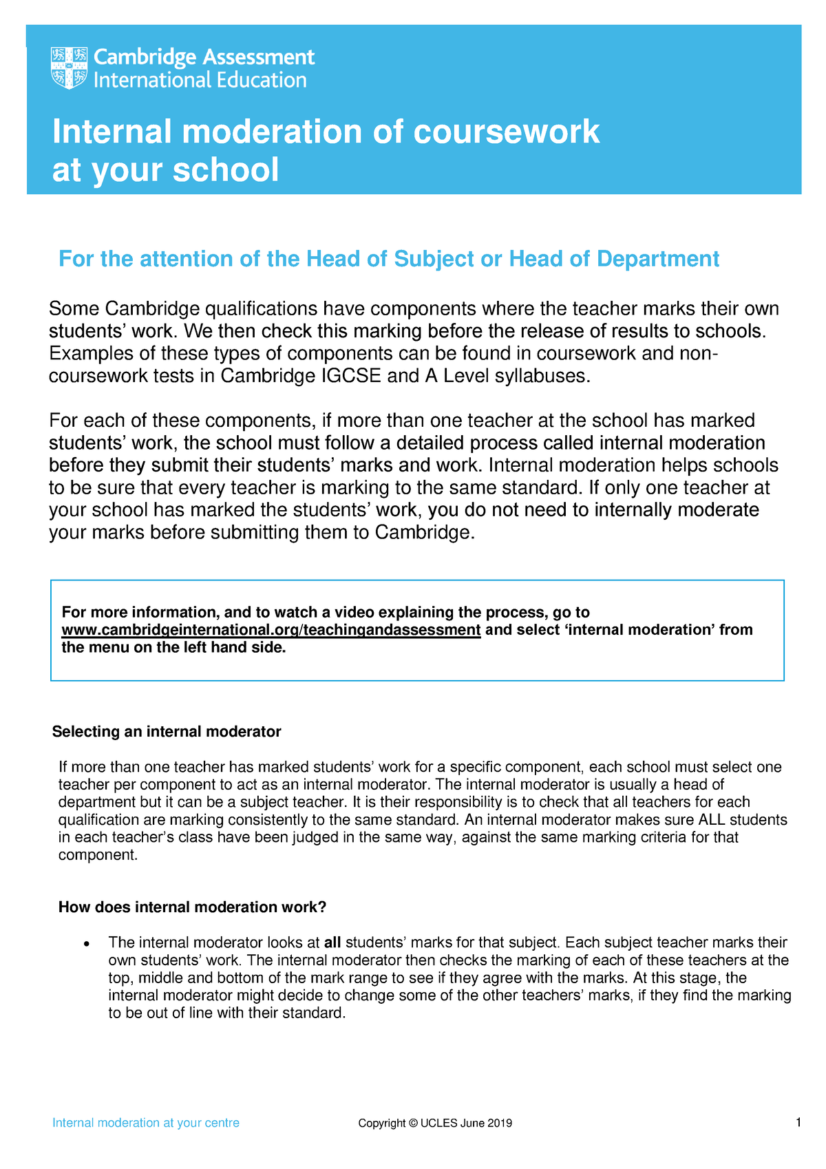 edexcel coursework moderation