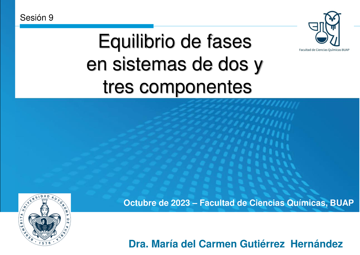 Introducción A Fisicoquimica Sesión 9 Equilibrio De Fases En Sistemas De Dos Y Tres 4275