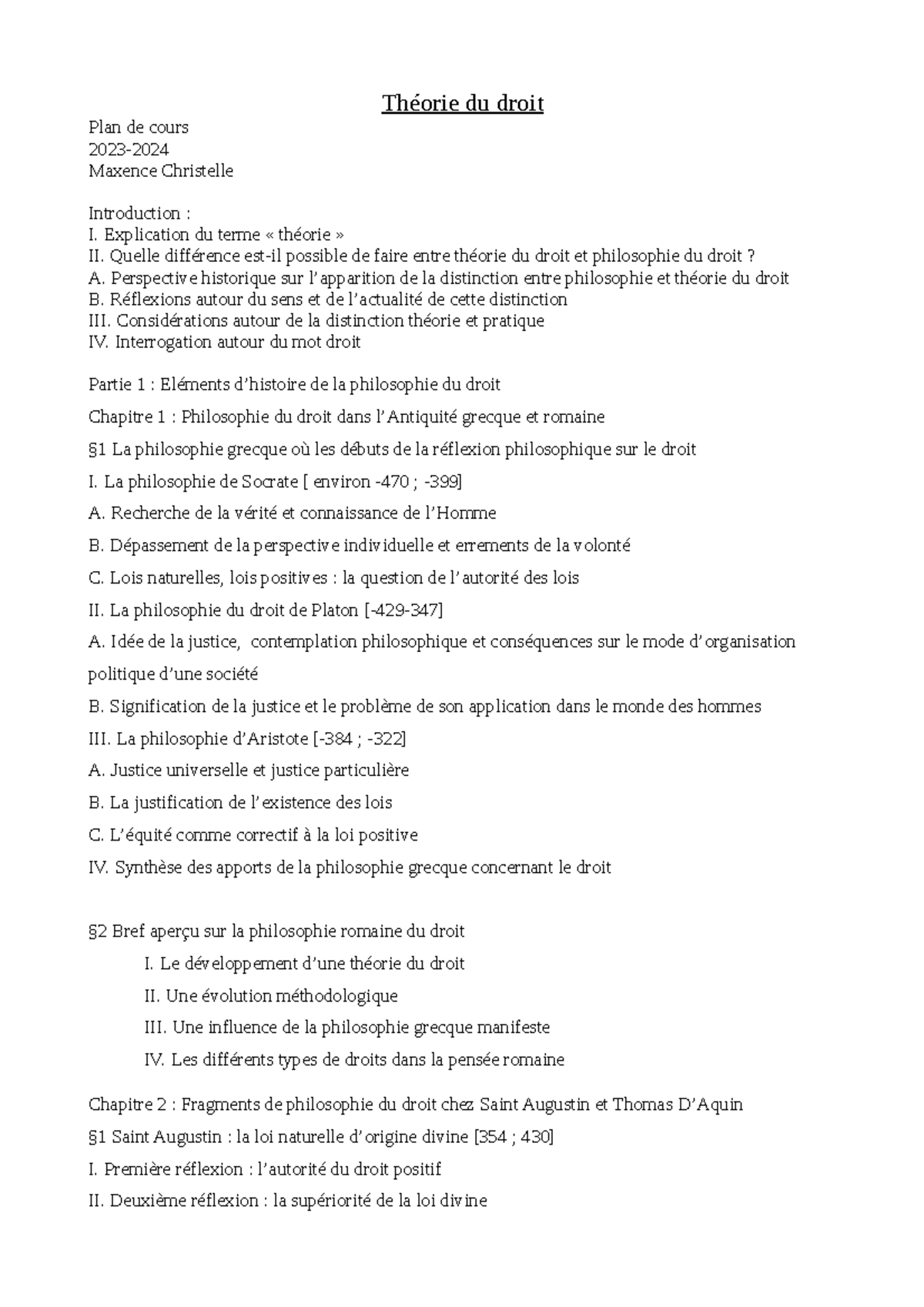 Théorie du droit plan de cours 2023-2024 - Théorie du droit Plan de ...