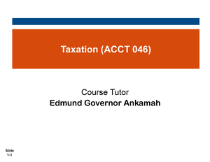 Lecture 4 - Year Of Assessment And Basis Period - Slide 1- Taxation I ...