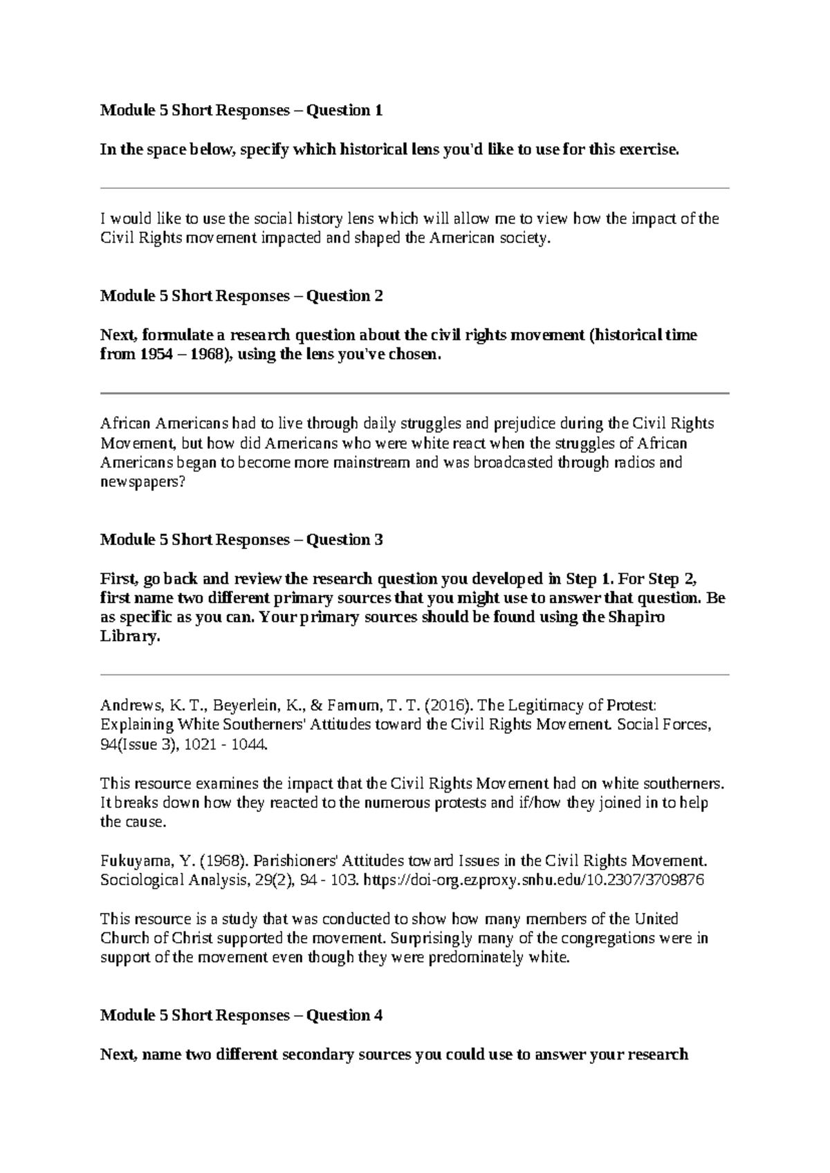 Denton Gillenwater HIS 200 Applied History - Module 5 Short Responses ...