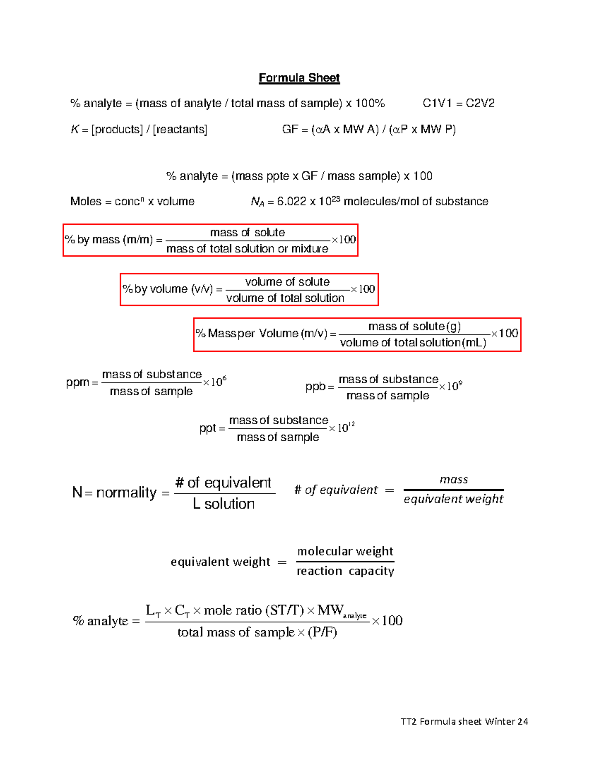 Formula Sheet 24W TT2 Formula sheet Winter 24 Formula Sheet analyte
