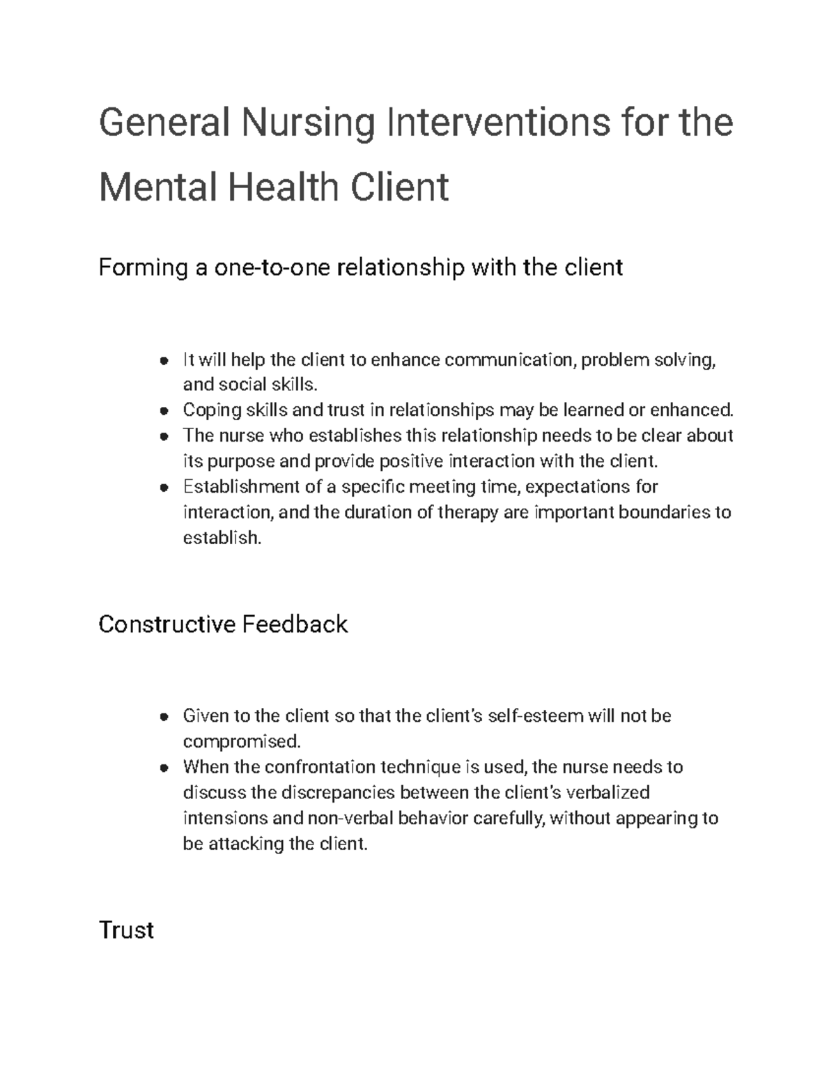 General Nursing Interventions for the Mental Health Client - Coping ...