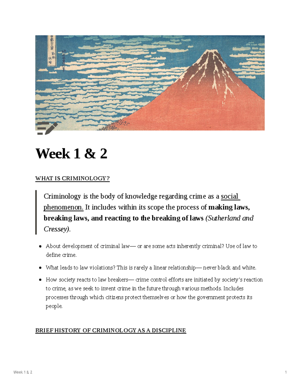 Crim Textbook Notes Weeks 1-2 - Week 1 & 2 WHAT IS CRIMINOLOGY ...