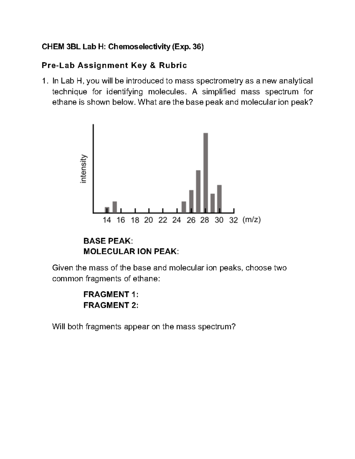 Lab E Pre Lab 3BL Sp20 - CHEM 3BL Lab H: Chemoselectivity (Exp. 36) Pre ...