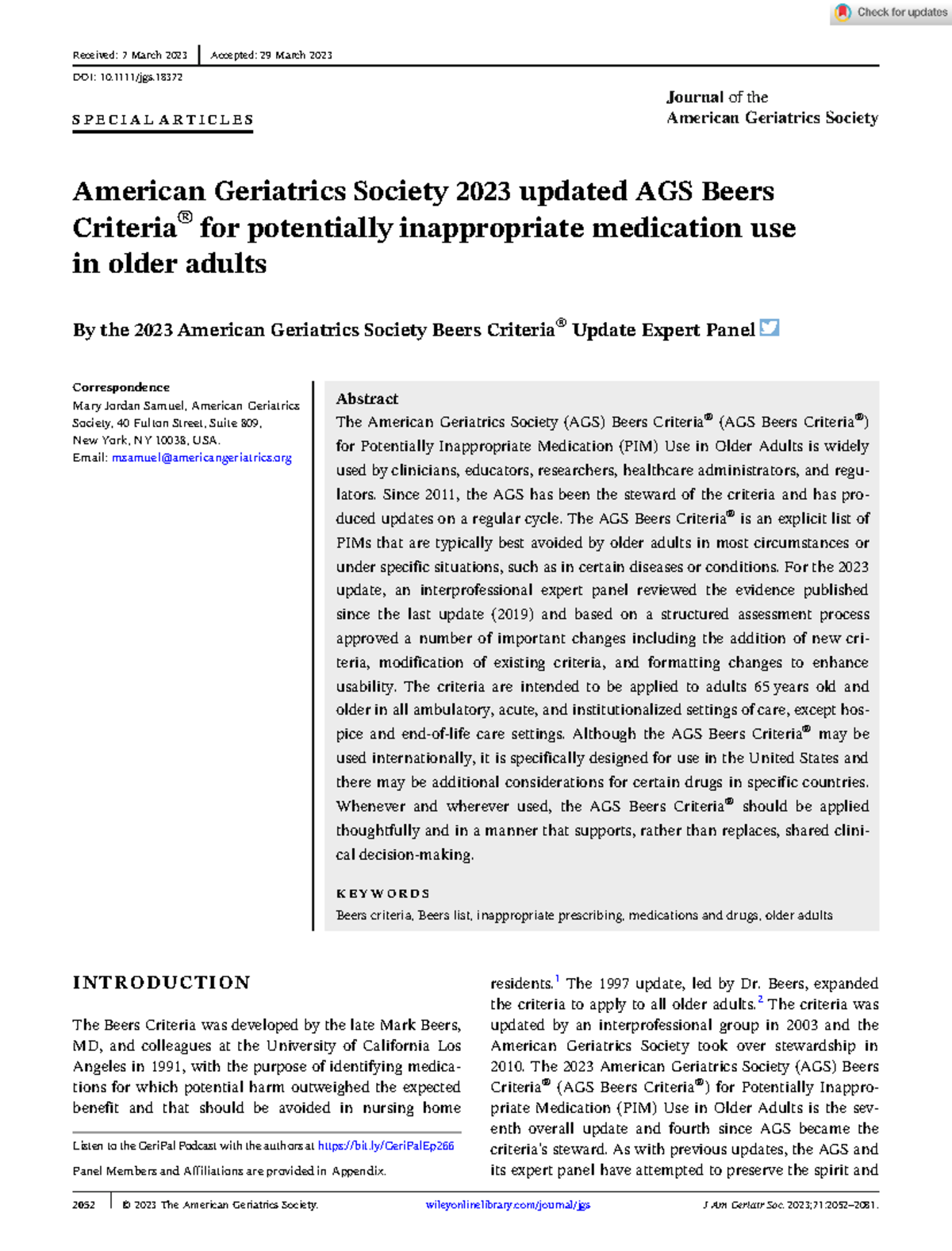 J American Geriatrics Society 2023 American Geriatrics Society 2023