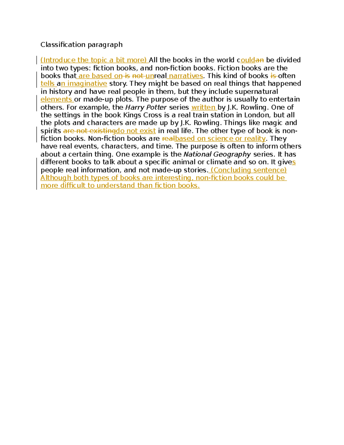 Classification paragraph - Classification paragraph (Introduce the ...