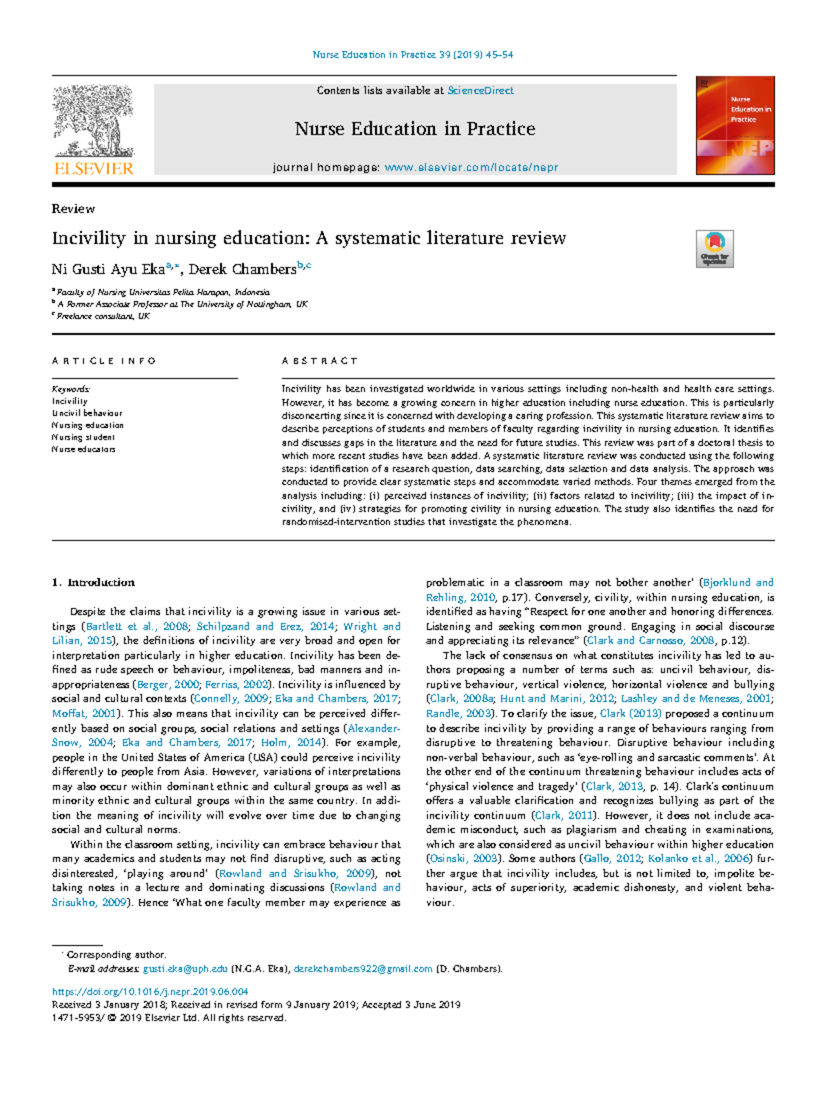 Incivility in nursing education: A systematic literature review ...