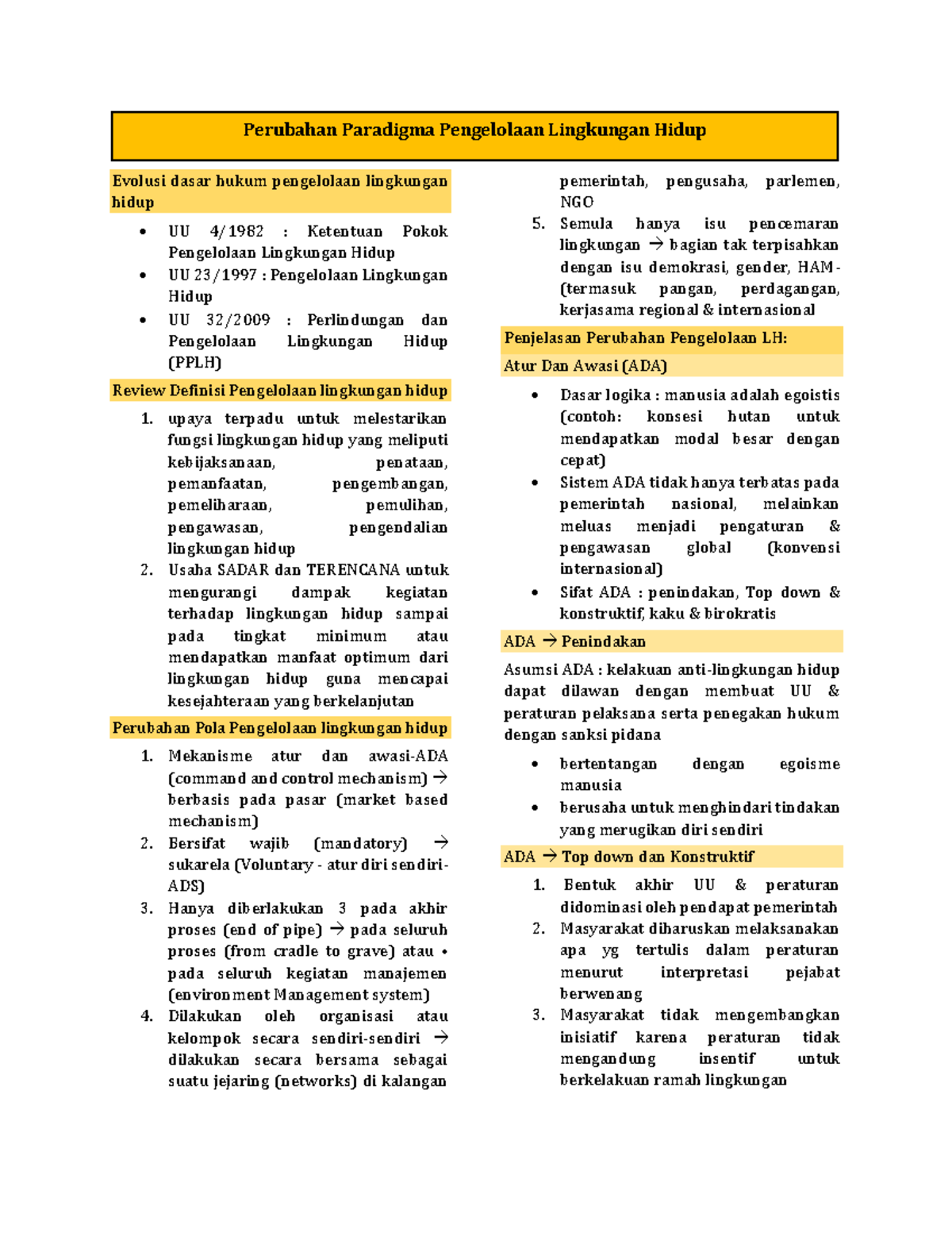 Perubahan Paradigma Pengelolaan Lingkungan Hidup - Evolusi Dasar Hukum ...