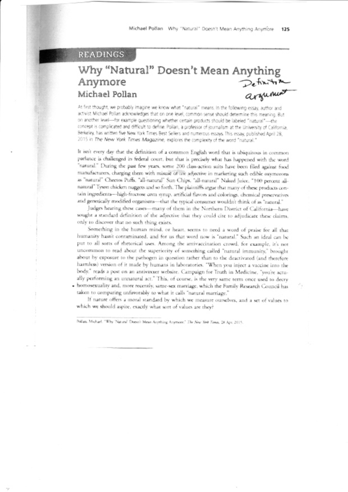 Natural - analysis - Student Sample - Michael Pollan Why Mean Anything ...