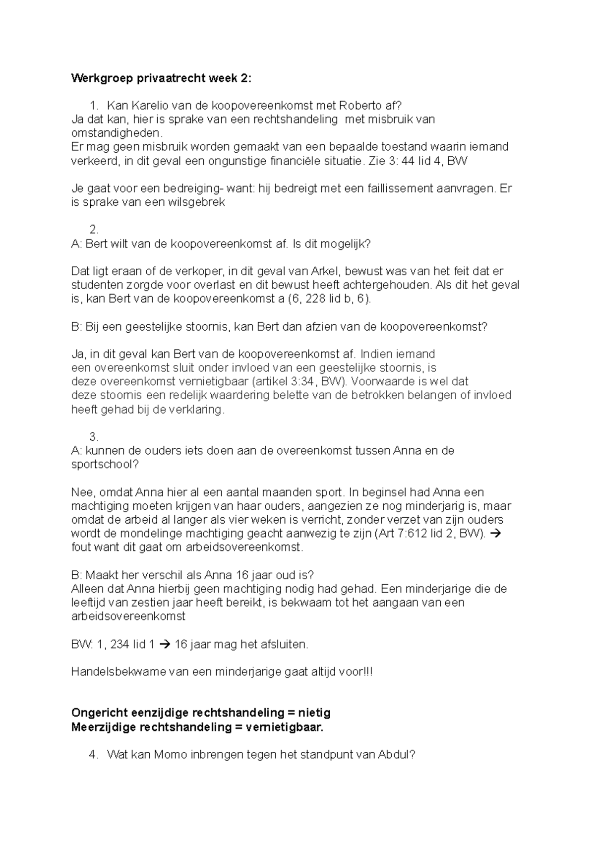 Werkgroep Privaatrecht Week 2 - Er Mag Geen Misbruik Worden Gemaakt Van ...