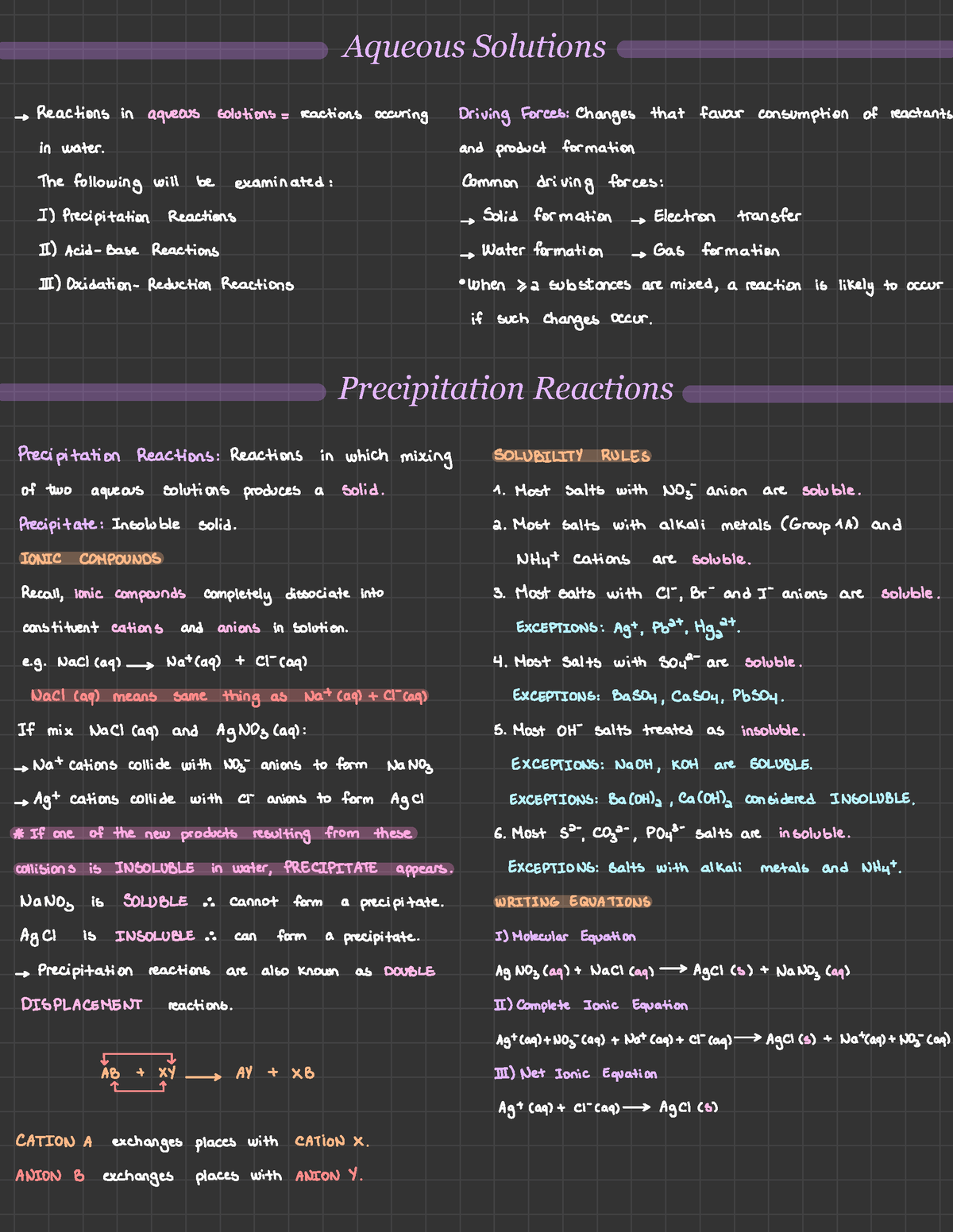 Lecture Notes Set 6 - Aqueous Solutions Precipitation Reactions ...