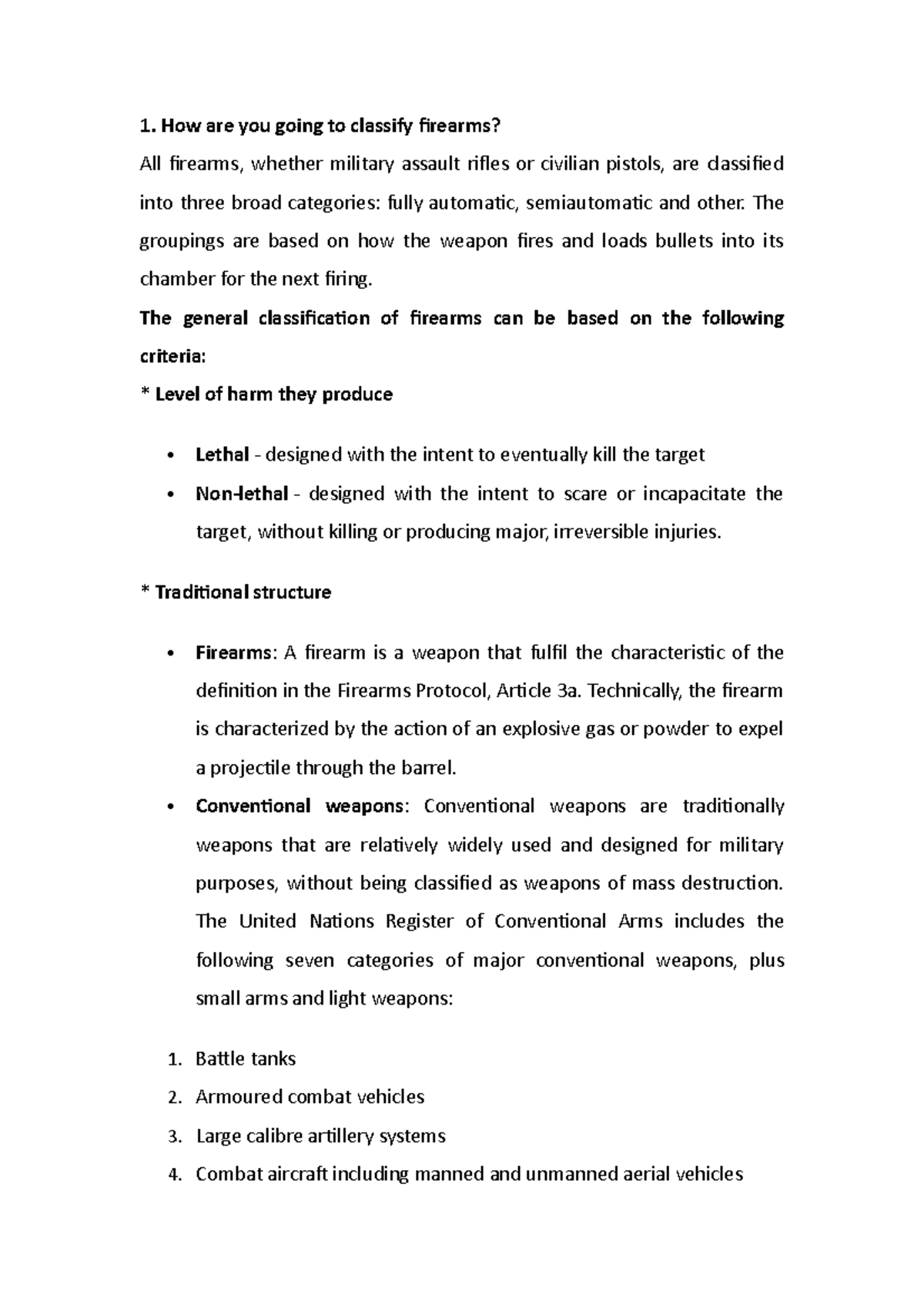 F12 - English-Writing-12 - How are you going to classify firearms? All ...