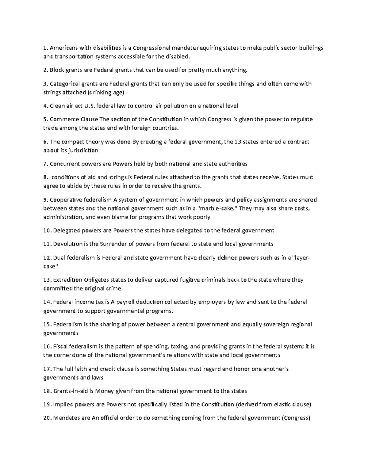 Ap Gov Federalism Packet Americans With Disabilities Is A quia-class-page-govt-chapter-3-federalism