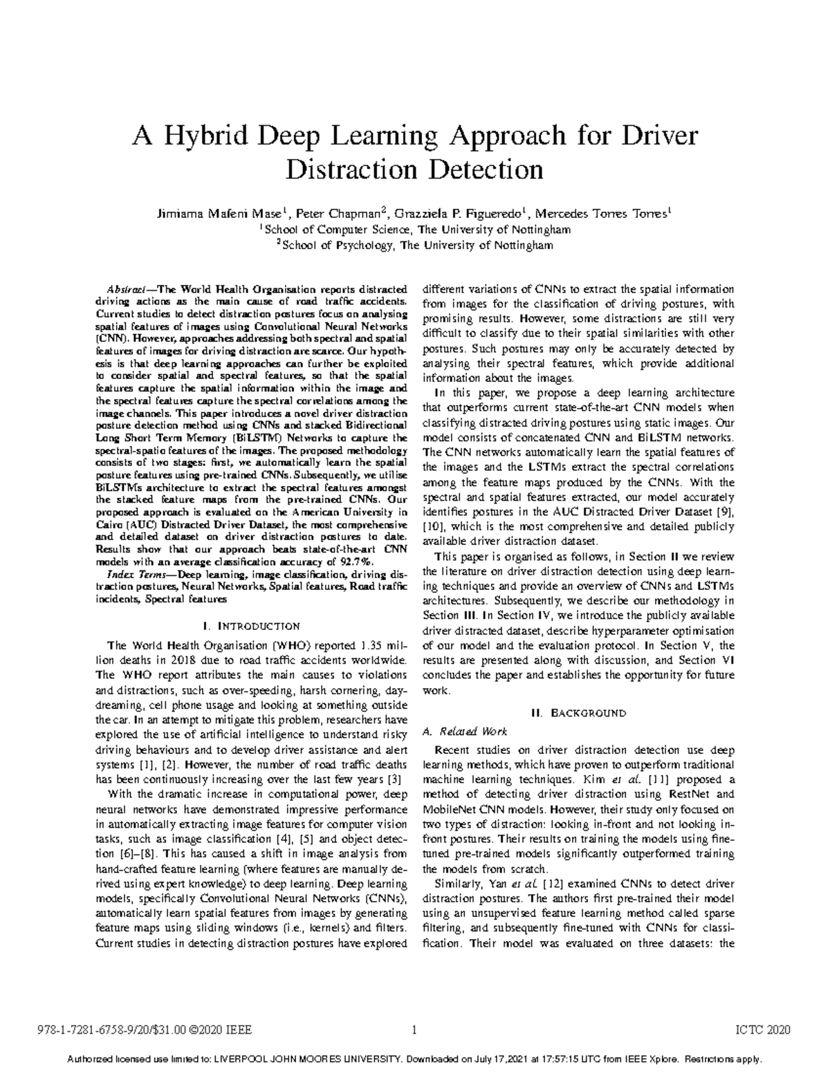 A Hybrid Deep Learning Approach for Driver Distraction Detection - A ...