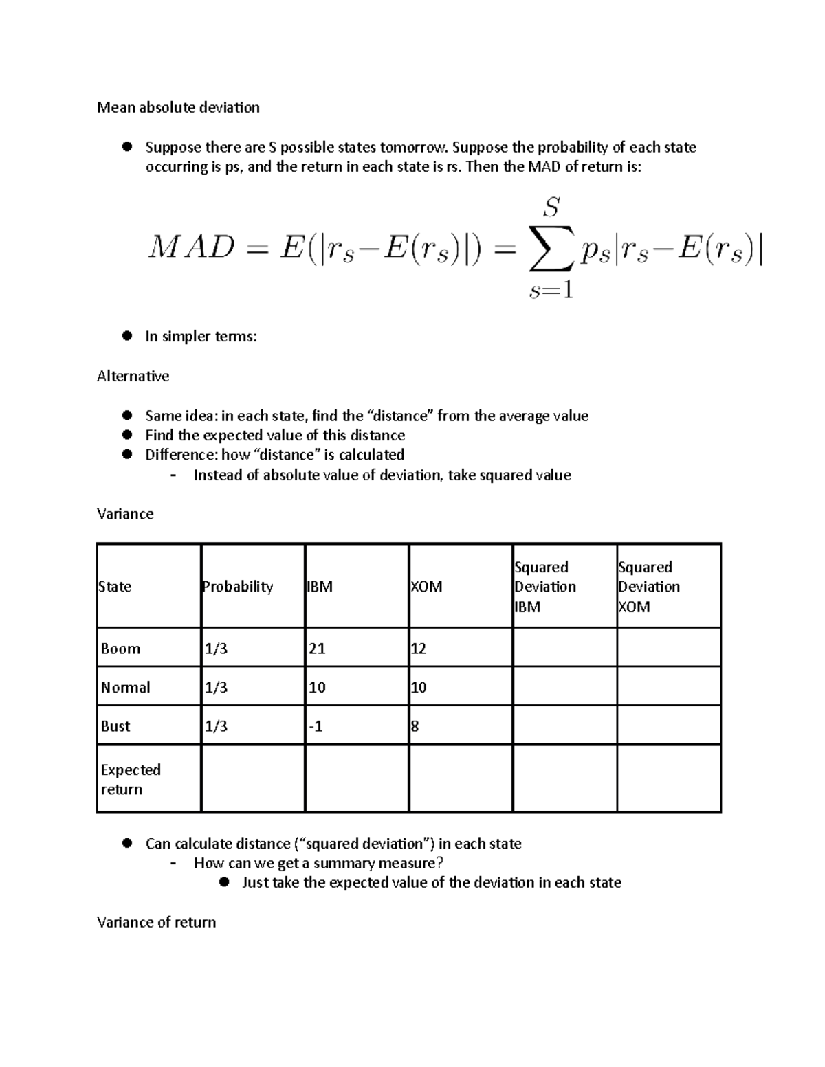 Mean absolute deviation - Suppose the probability of each state ...