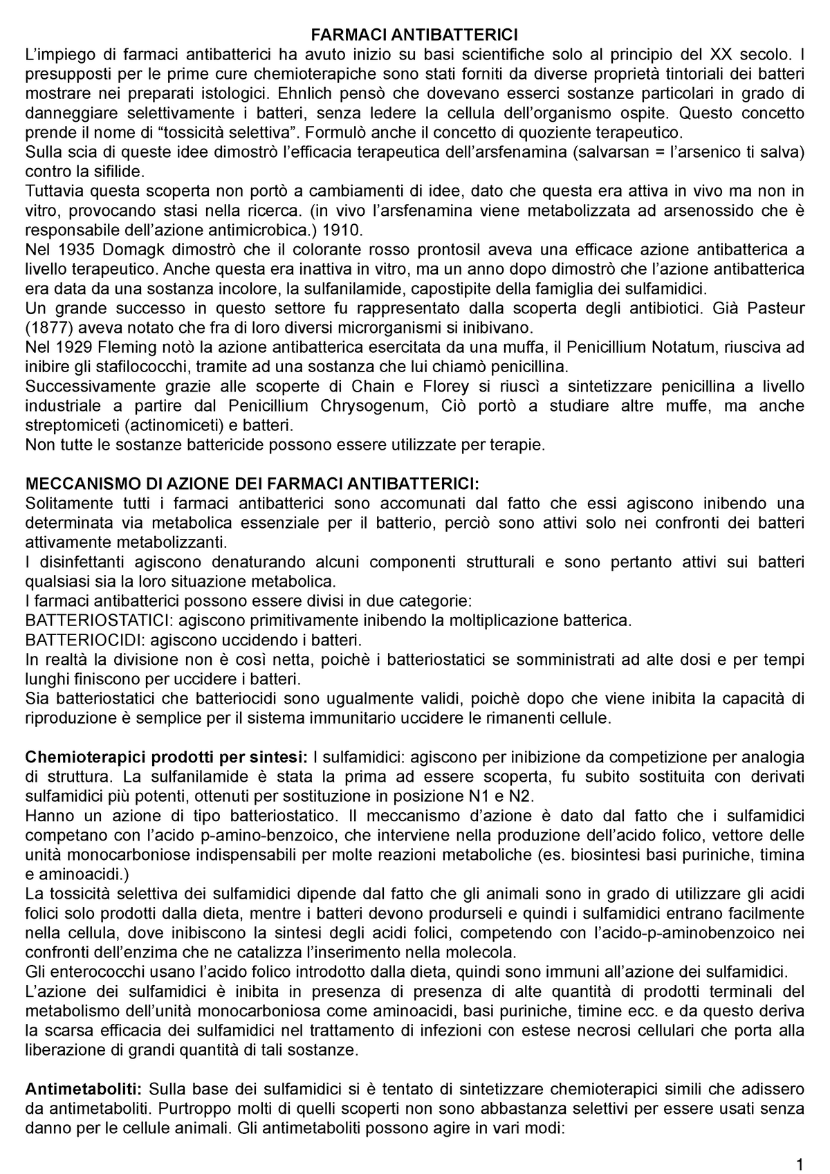 Antibiotici Generalità - FARMACI ANTIBATTERICI L’impiego Di Farmaci ...