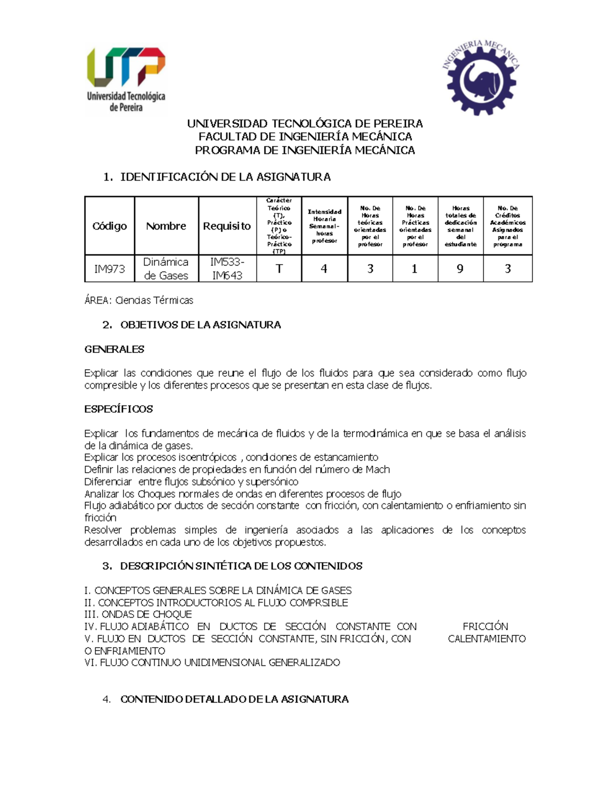 UTP Dinámica De Gases - Programa De Referencia De La UTP - UNIVERSIDAD ...