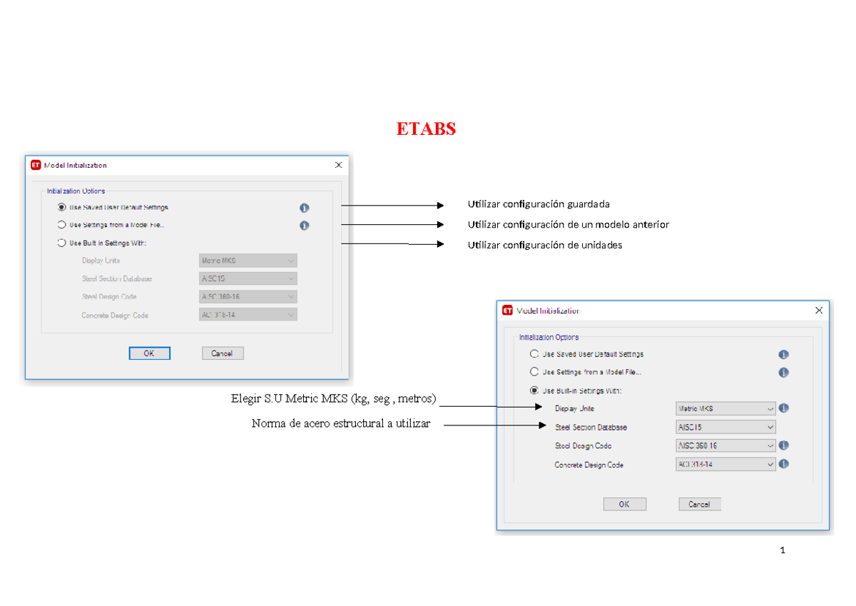 Manual DE Etabs JUAN Zavaleta - ETABS Utilizar configuración guardada ...