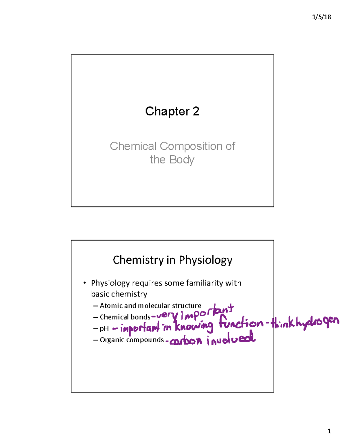 Chapter 2 Lecture - Chapter 2 Chemical Composition of the Body ...