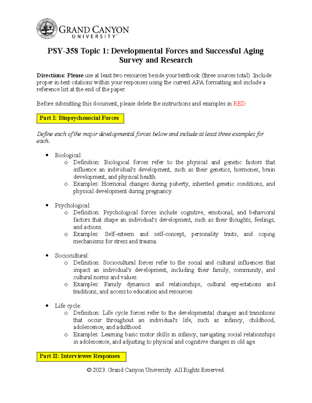 PSY 358 RS T1 Developmental Forces Successful Aging Assignment - PSY ...