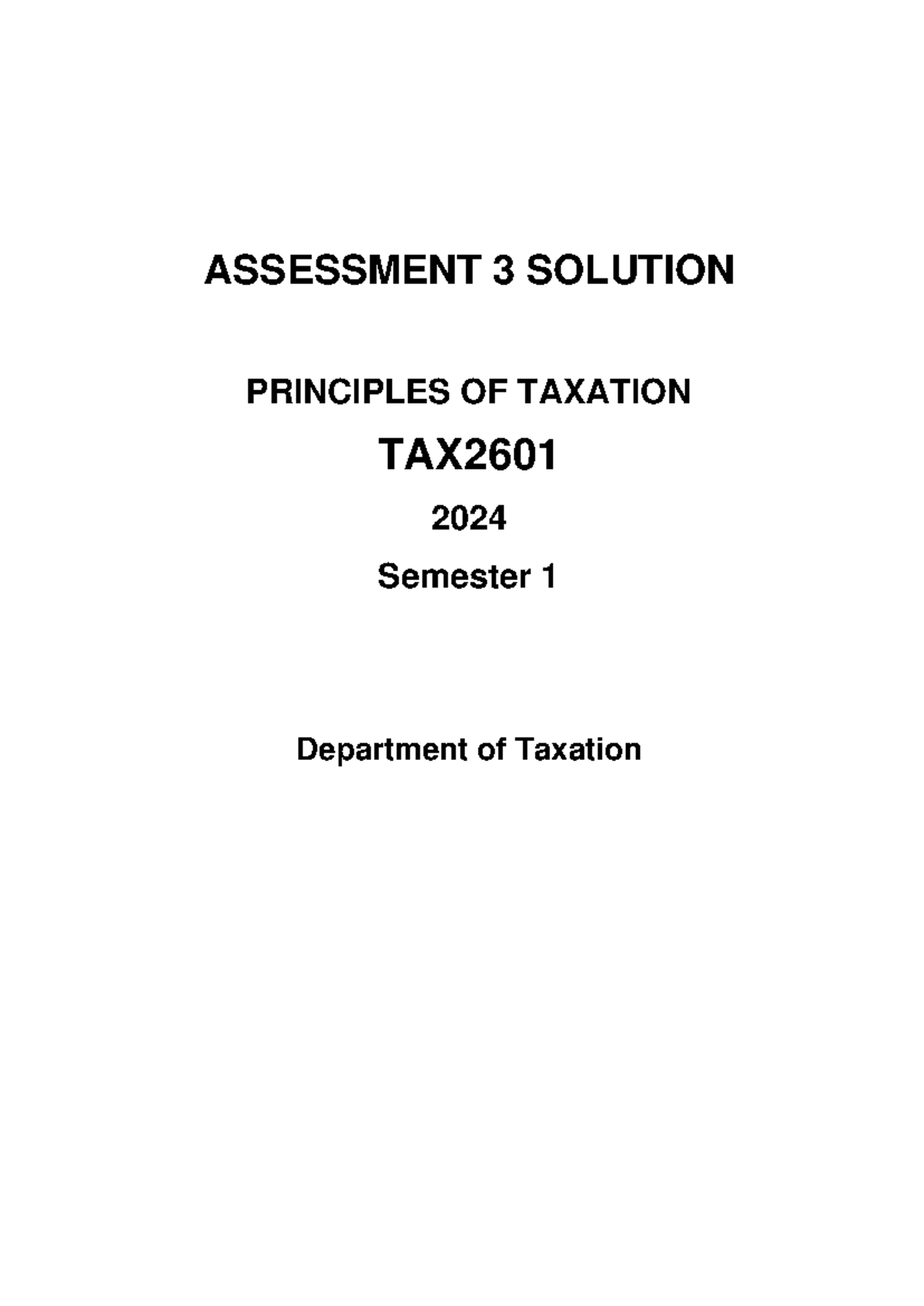 Assessment 3 s1 2024 solutions - ASSESSMENT 3 SOLUTION PRINCIPLES OF ...