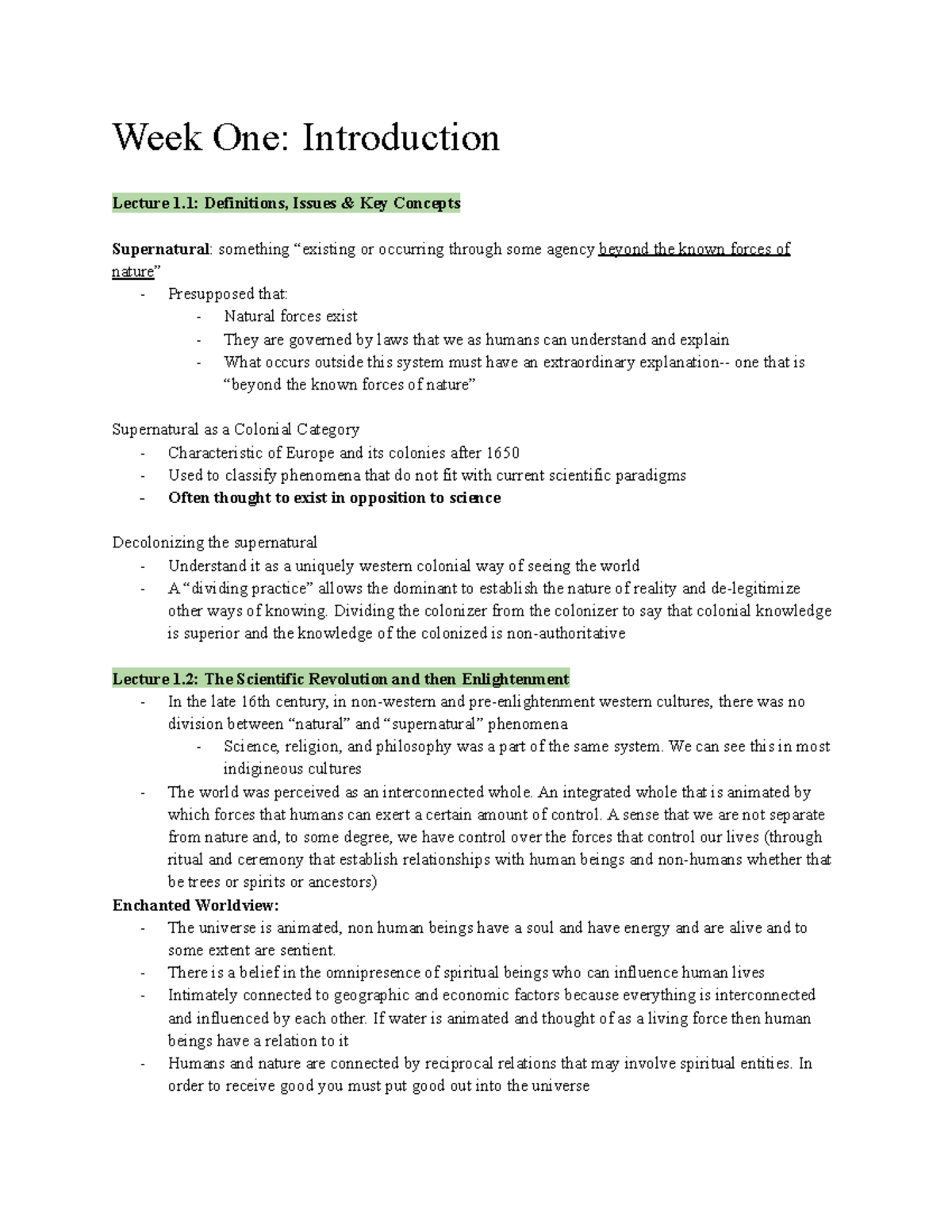 ANTH 206 term notes - Week One: Introduction Lecture 1: Definitions ...