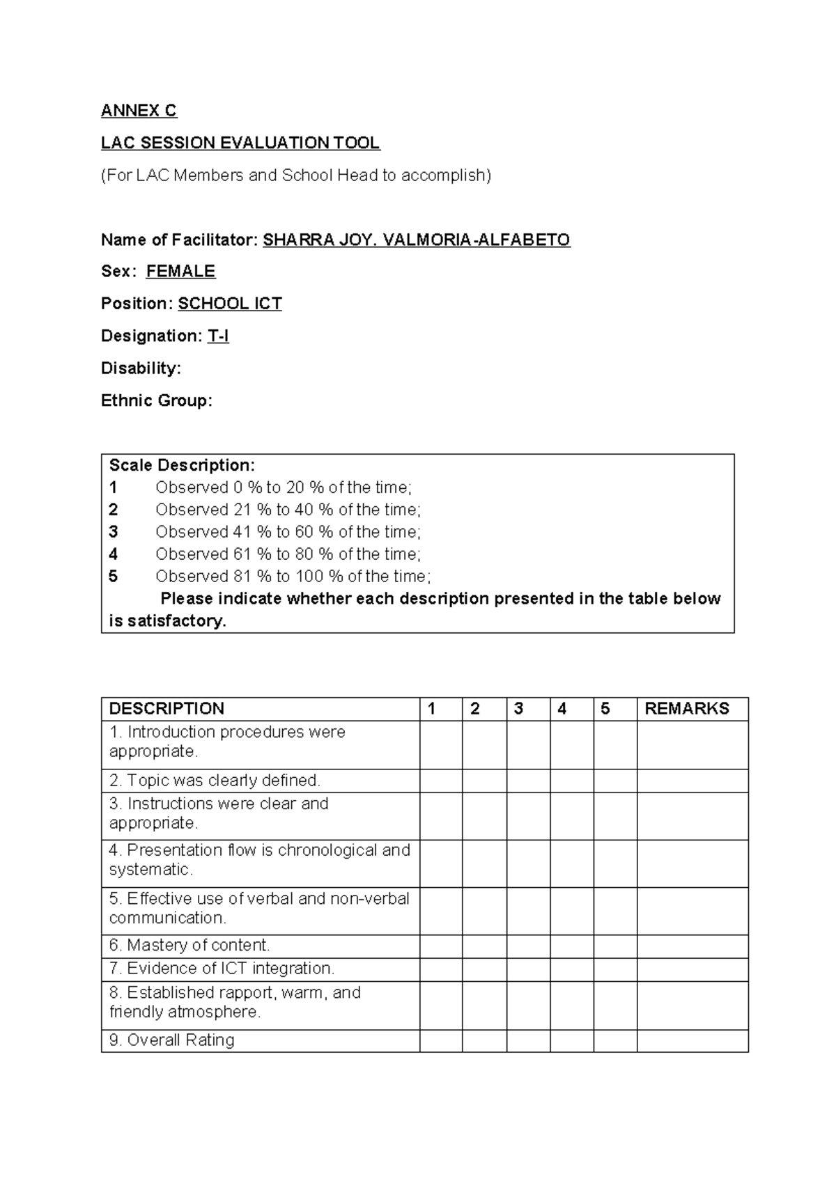 LAC Annex C - ANNEX C LAC SESSION EVALUATION TOOL (For LAC Members and ...