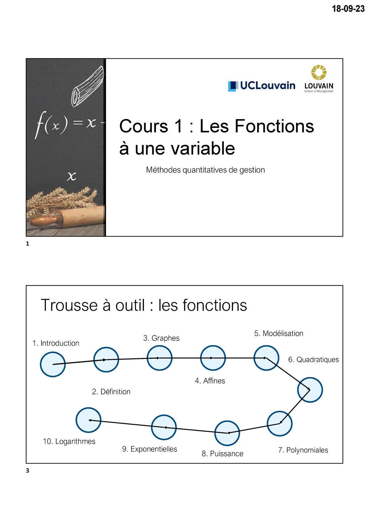 1. Fonctions - Cours Magistral - 2023 - Cours 1 : Les Fonctions à Une ...