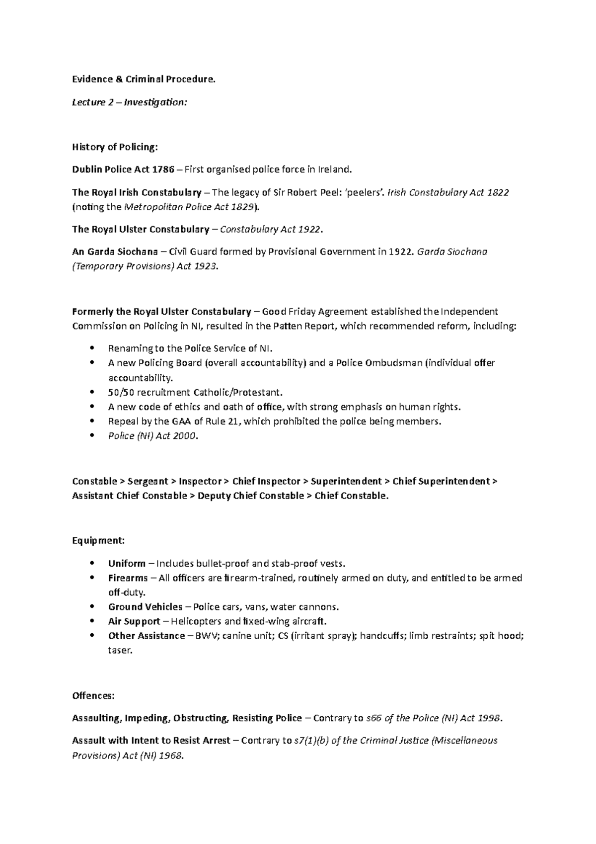 Evidence and Criminal Procedure - Investigation - Evidence & Criminal ...