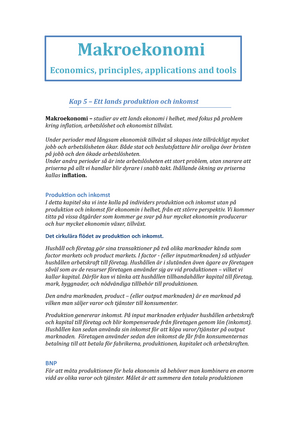 Makroekonomi Föreläsningsanteckningar - Makroekonomi F1 – Introduktion ...