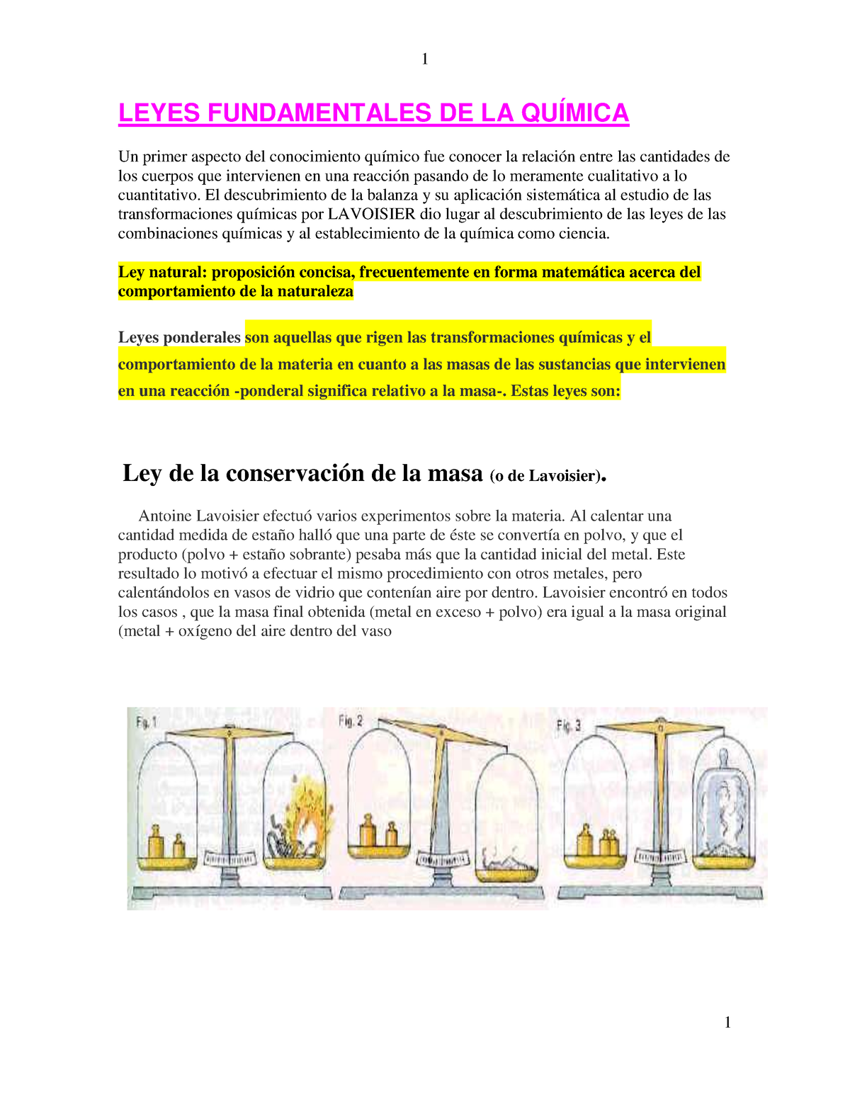 Teoría Leyes Fundamentales De La Química - LEYES FUNDAMENTALES DE LA ...