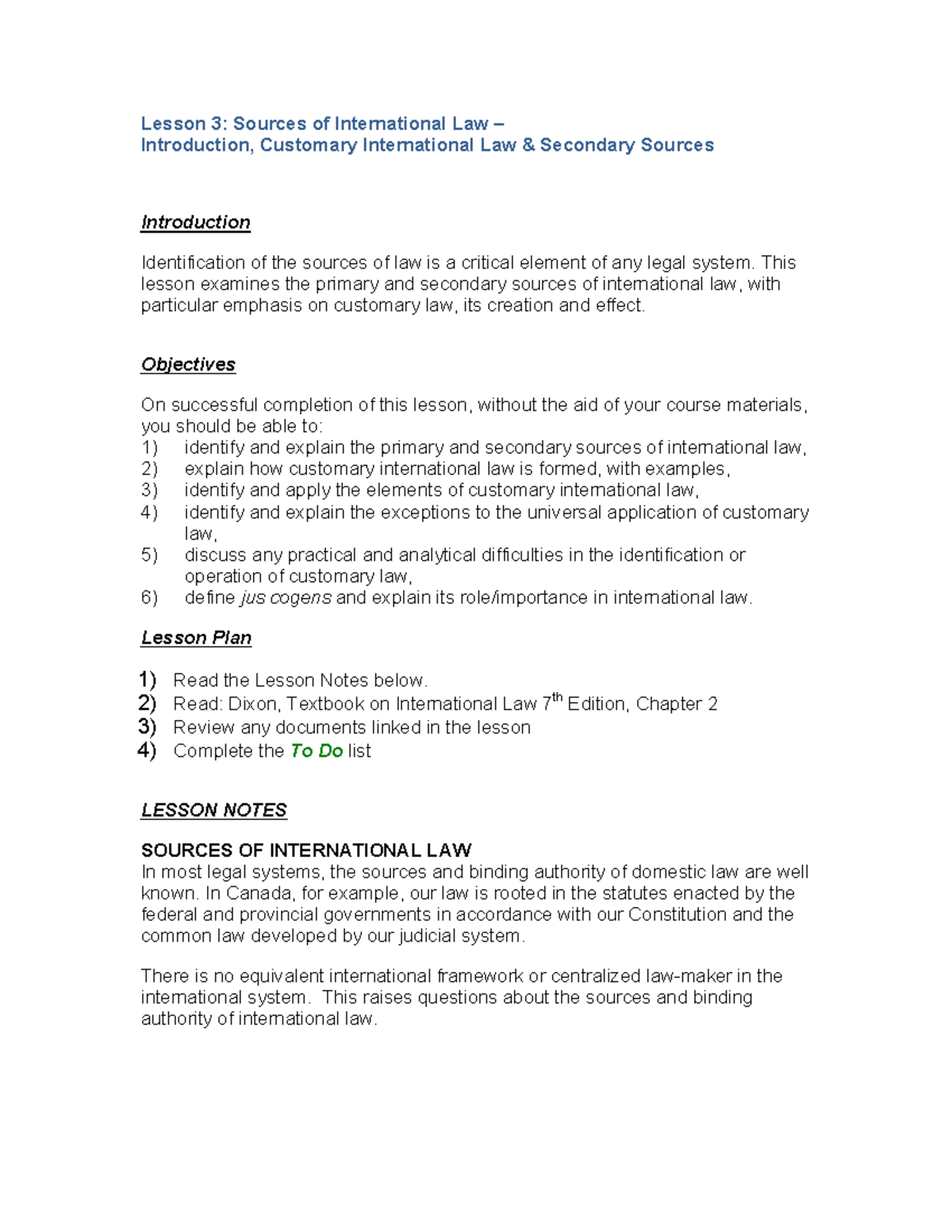Lesson 3 2018 winter - Class Notes - Lesson 3: Sources of International ...