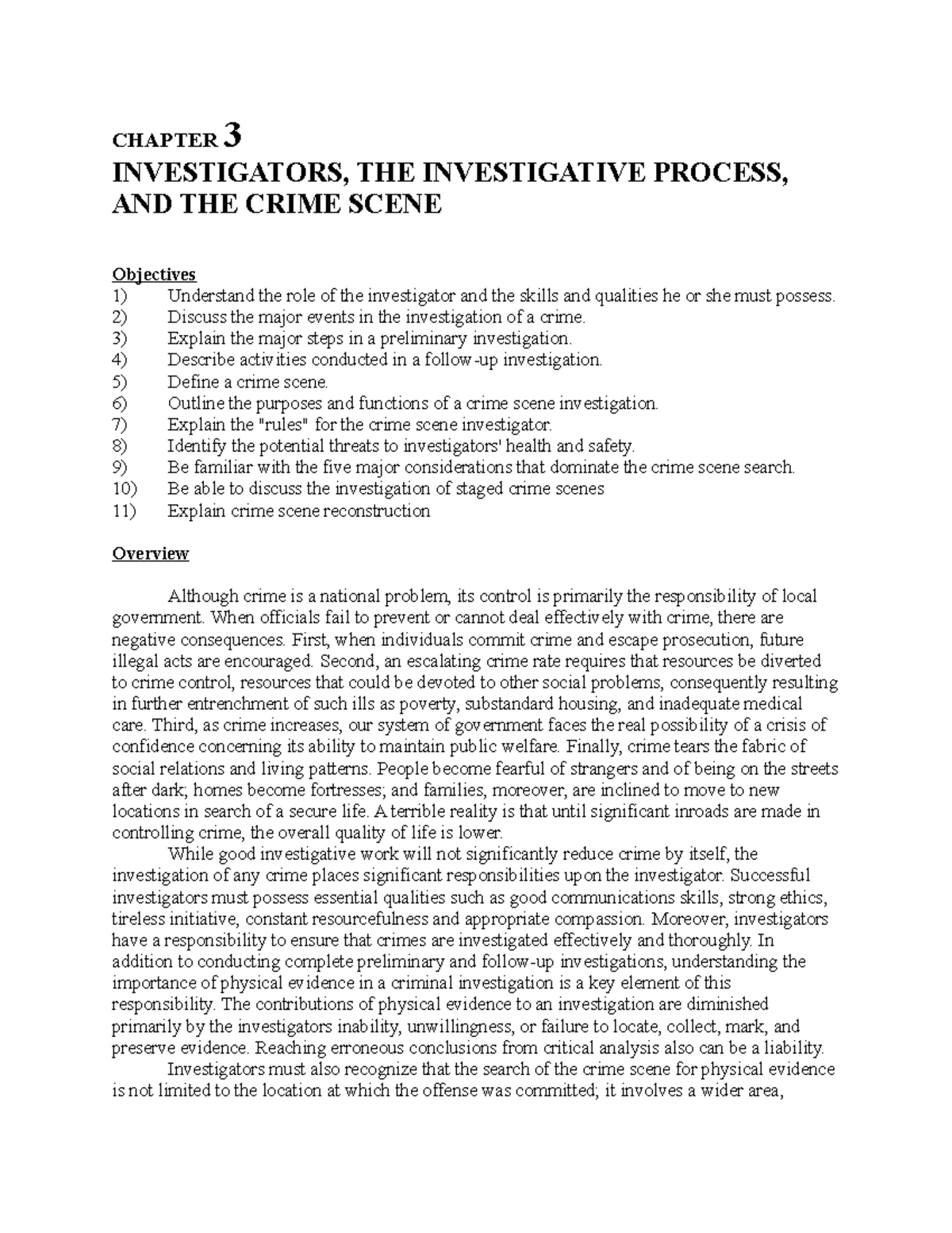 Lecture Chapter 3 Investigative Process and Crime Scene Management ...