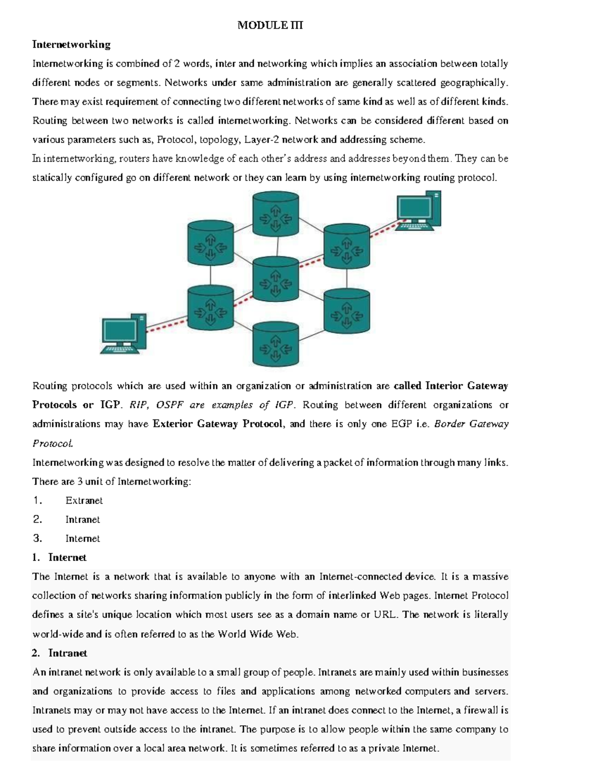 Document - Its Lecture Note About Computer Network - MODULE III ...