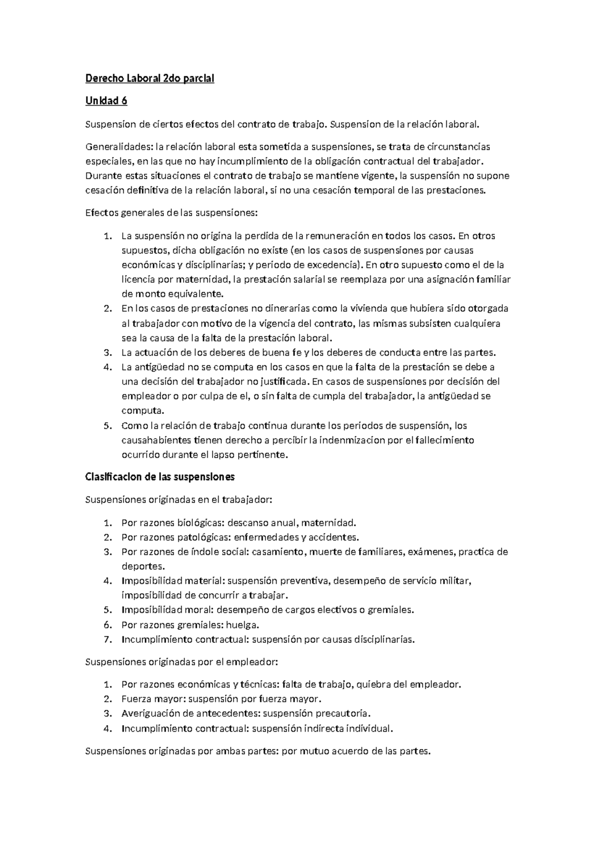 apuntes de clase para segundo parcial - Derecho Laboral 2do parcial ...