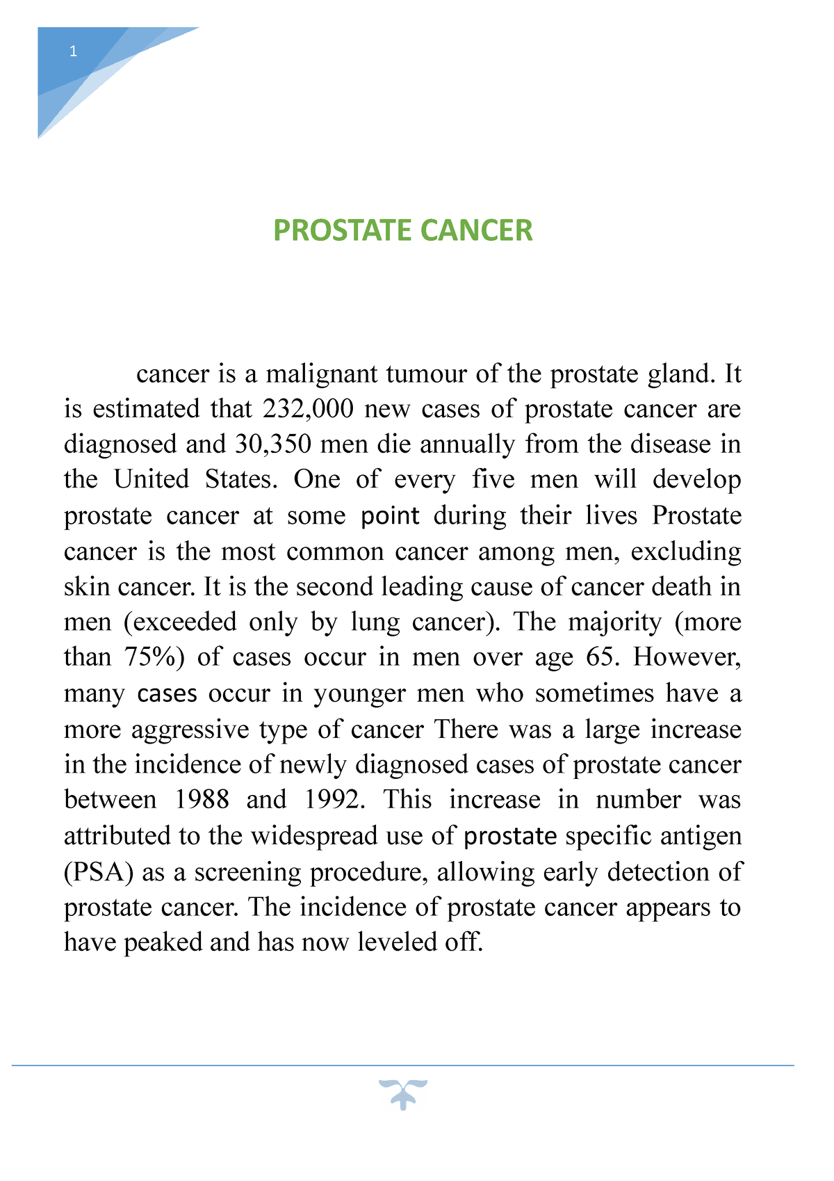 prostate cancer master thesis