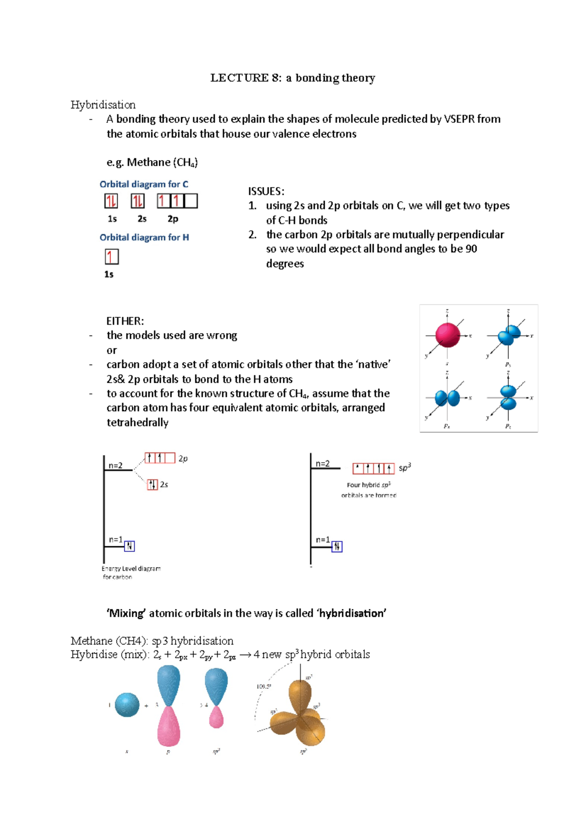Chem LEC8 Wk 3 - Lecture. - LECTURE 8: a bonding theory Hybridisation ...