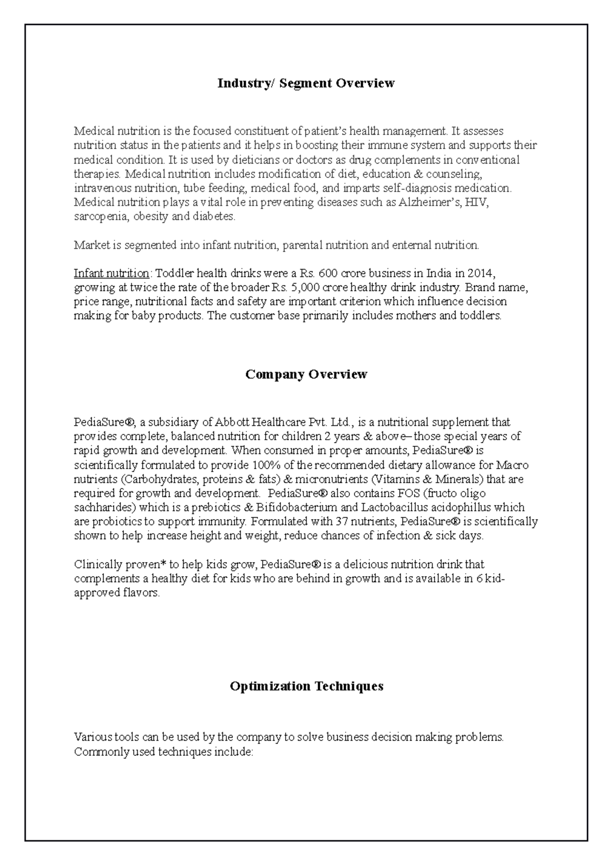 Optimization Modelling For Business Case Analysis One Operations 