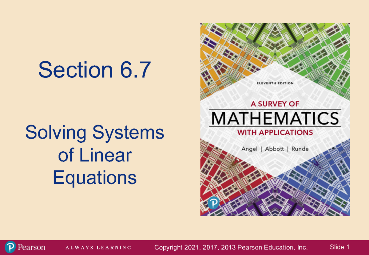 QR 6.7 Fall 2020 - Section 6. Solving Systems of Linear Equations What ...