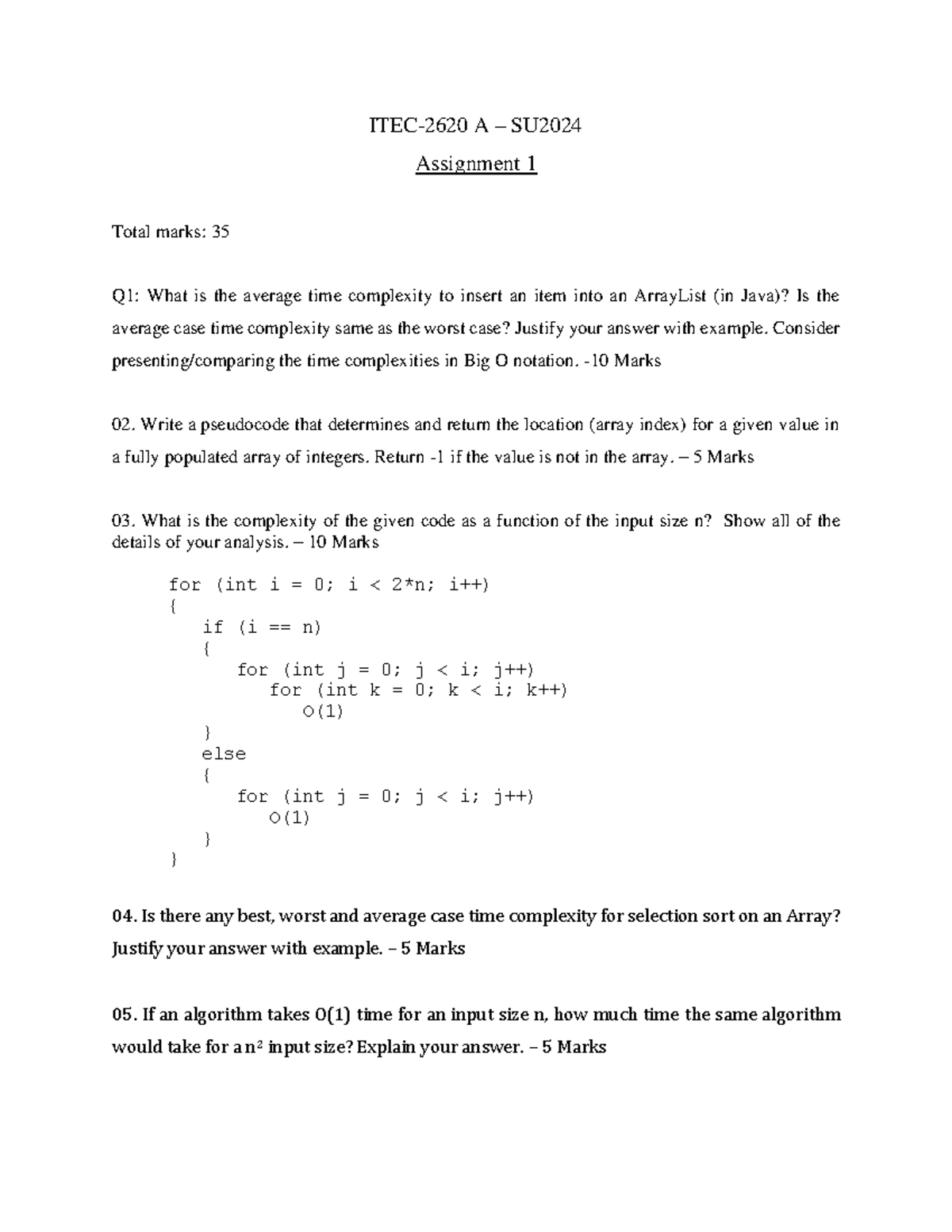 ITEC2620 A SU2024 - Assignment 1 - ITEC- 2620 A – SU 2024 Assignment 1 ...