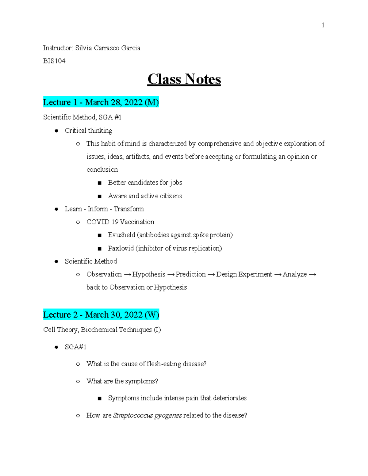BIS 104 - Notes - Instructor: Silvia Carrasco Garcia BIS Class Notes ...