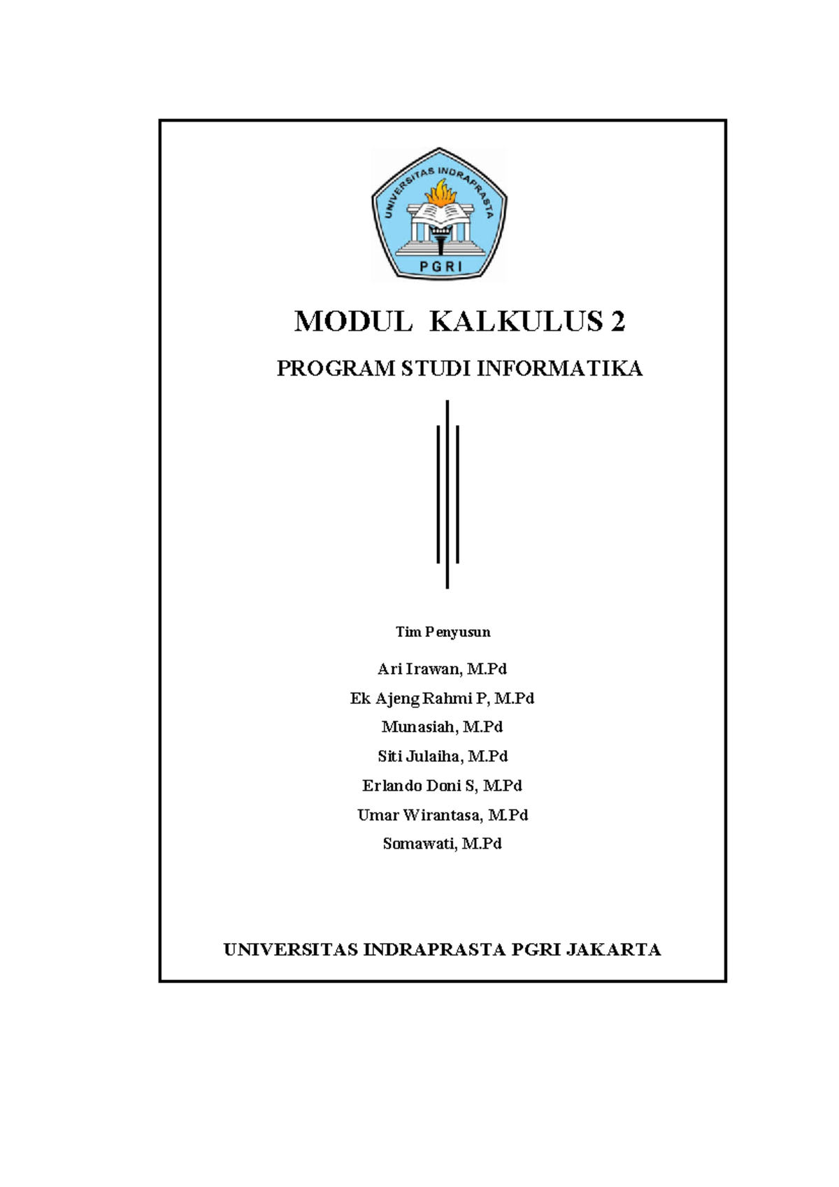 Buku Panduan Kalkulus 2 Module - MODUL KALKULUS 2 PROGRAM STUDI ...